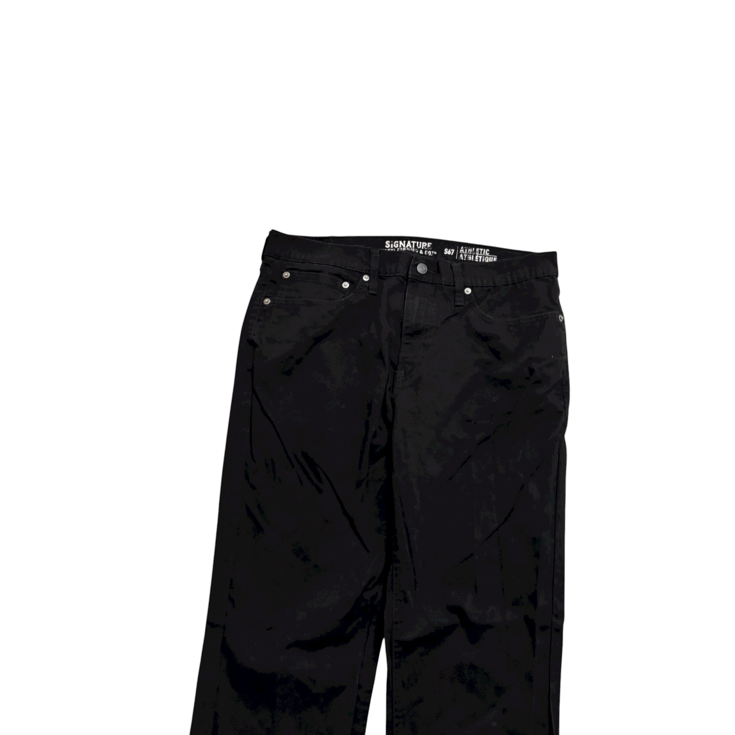 Levis Signature Trousers W34 L29 Mens Black Athletic Fit Stretch Pants (E)