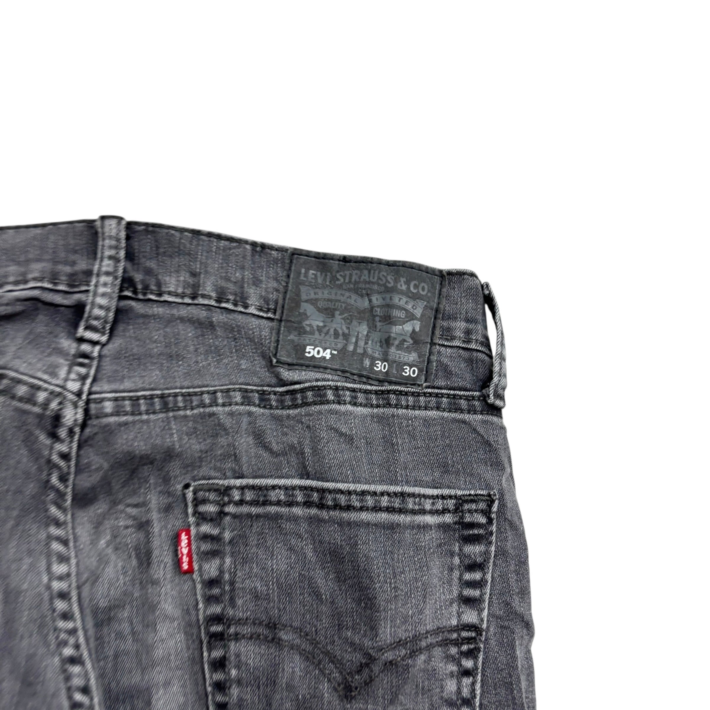 Levis 504 Jeans W30 L29 Mens Grey Regular Straight Fit Stretch Denim