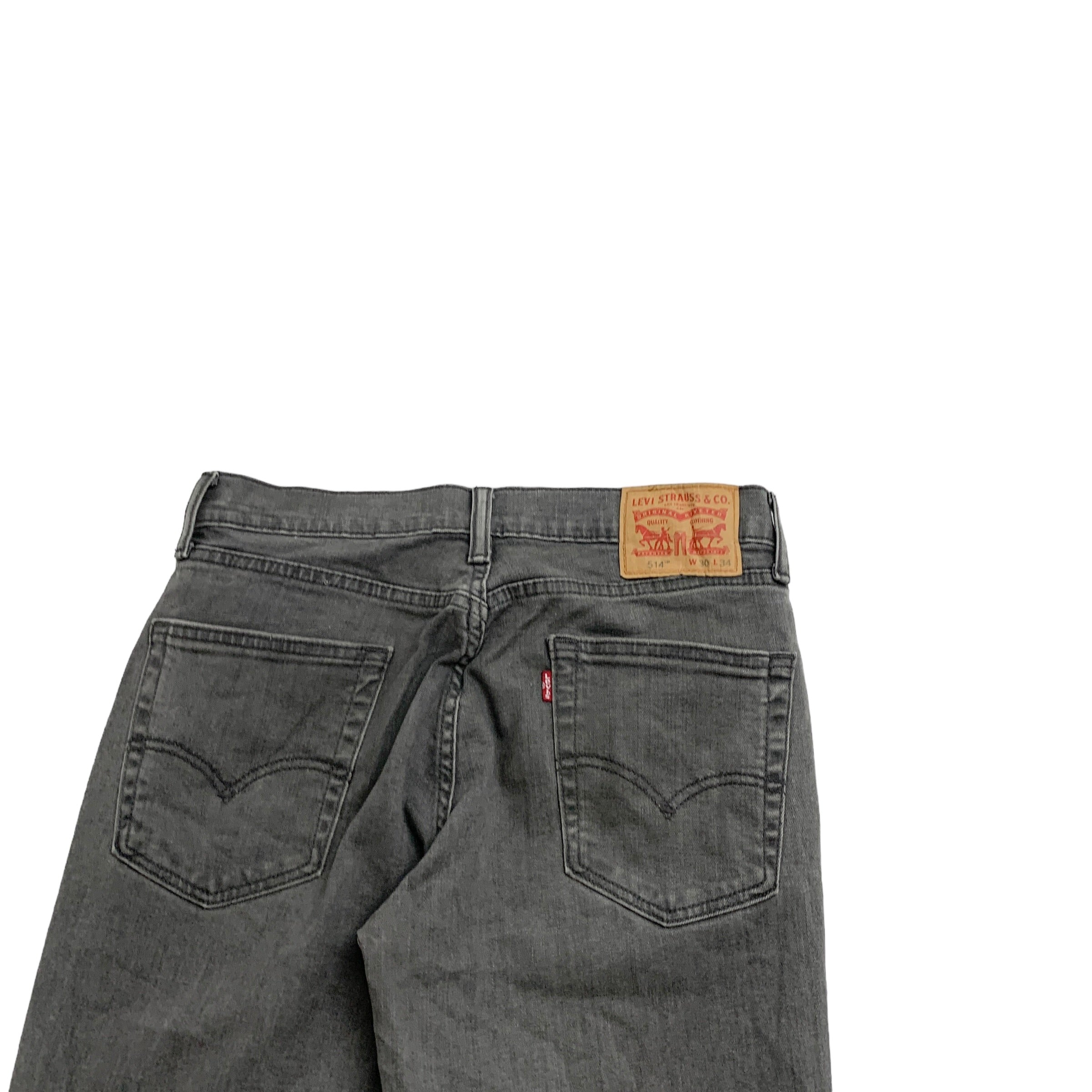 Levis 514 Jeans W30 L34 Mens Grey Regular Straight Fit Stretch Denim