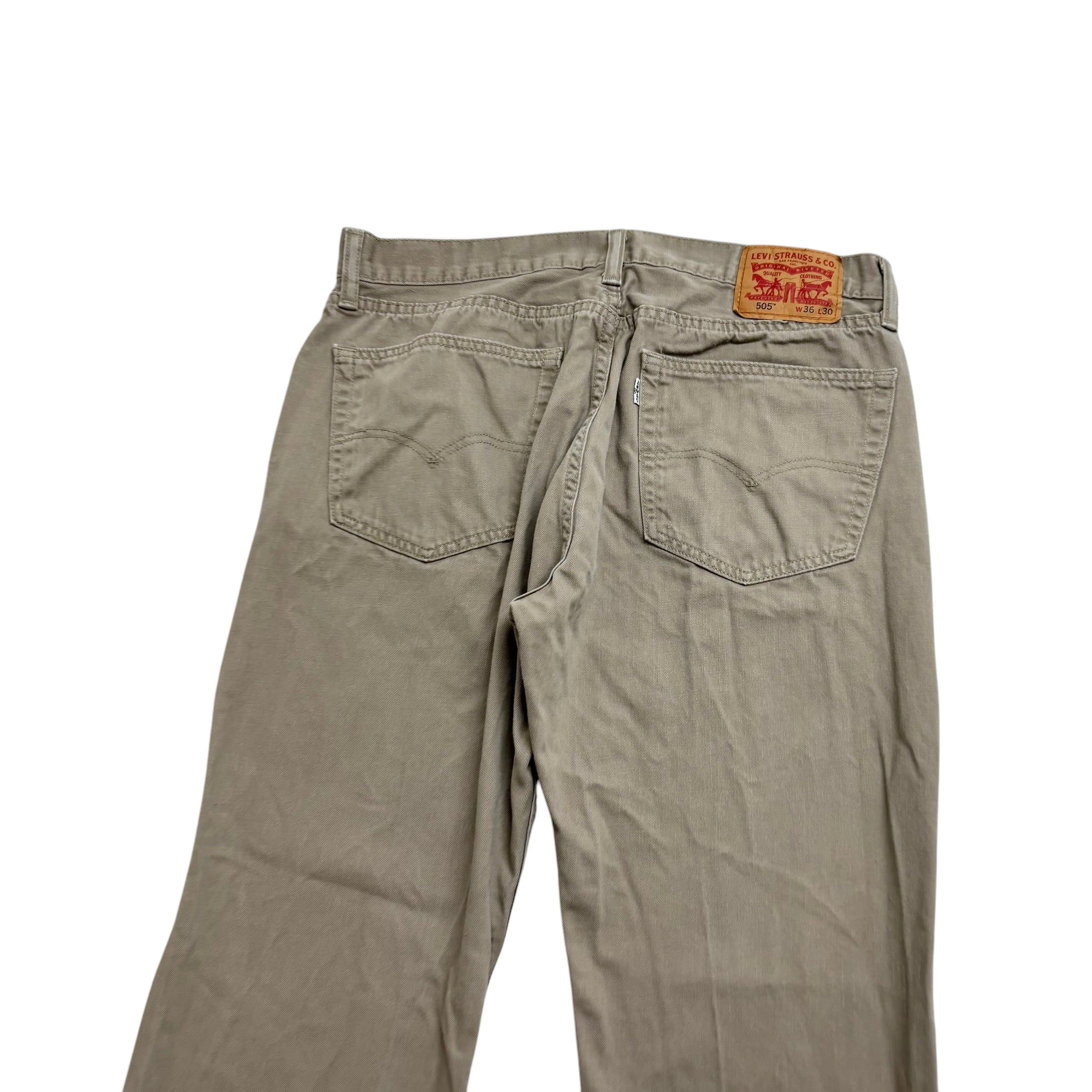 Levis 505 Trousers W34 L30 Mens Beige Regular Straight Fit Cotton Pants (E)