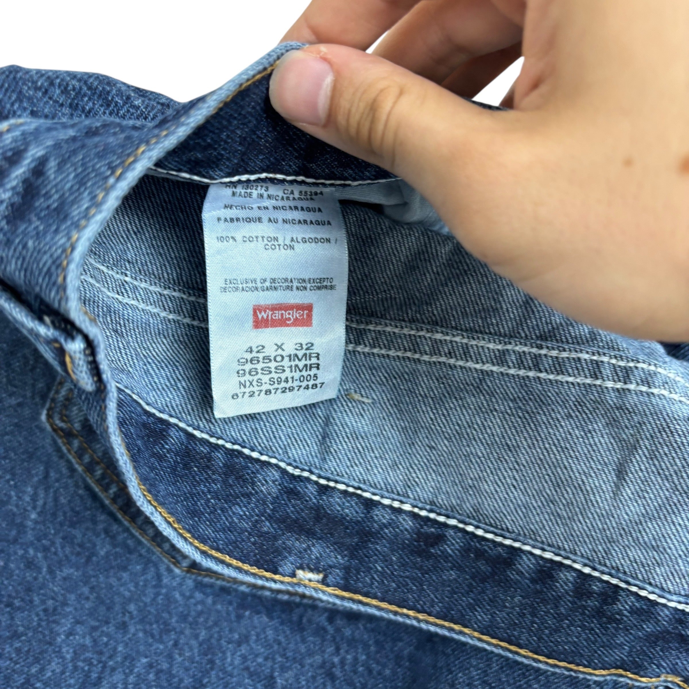 Wrangler Jeans W42 L32 Mens Mid Blue Regular Straight Fit Denim (E)