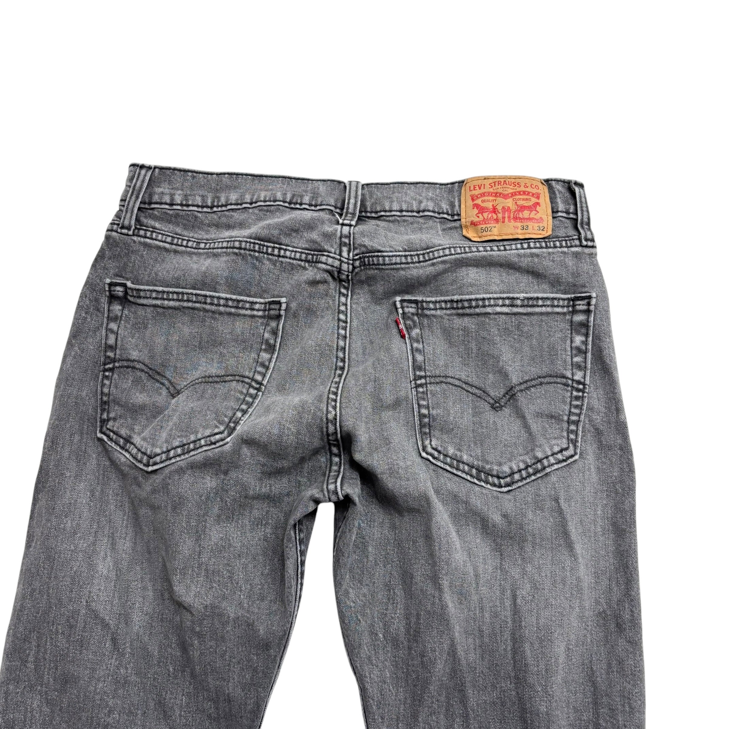 Levis 502 Jeans W32 L30 Mens Grey Regular Taper Fit Stretch Denim (E)