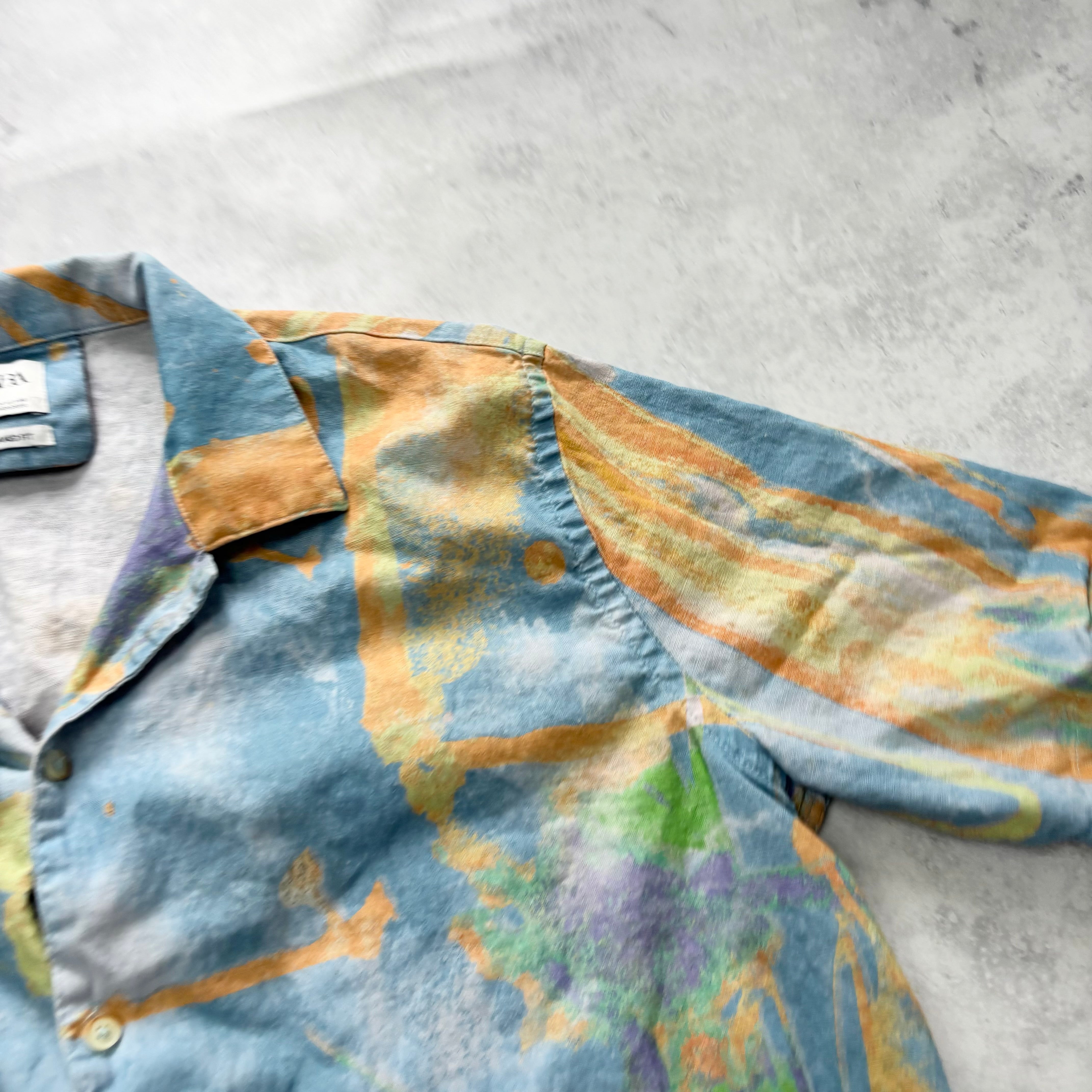 Zara Shirt Mens Medium Linen Art Abstract Relaxed Fit (E)