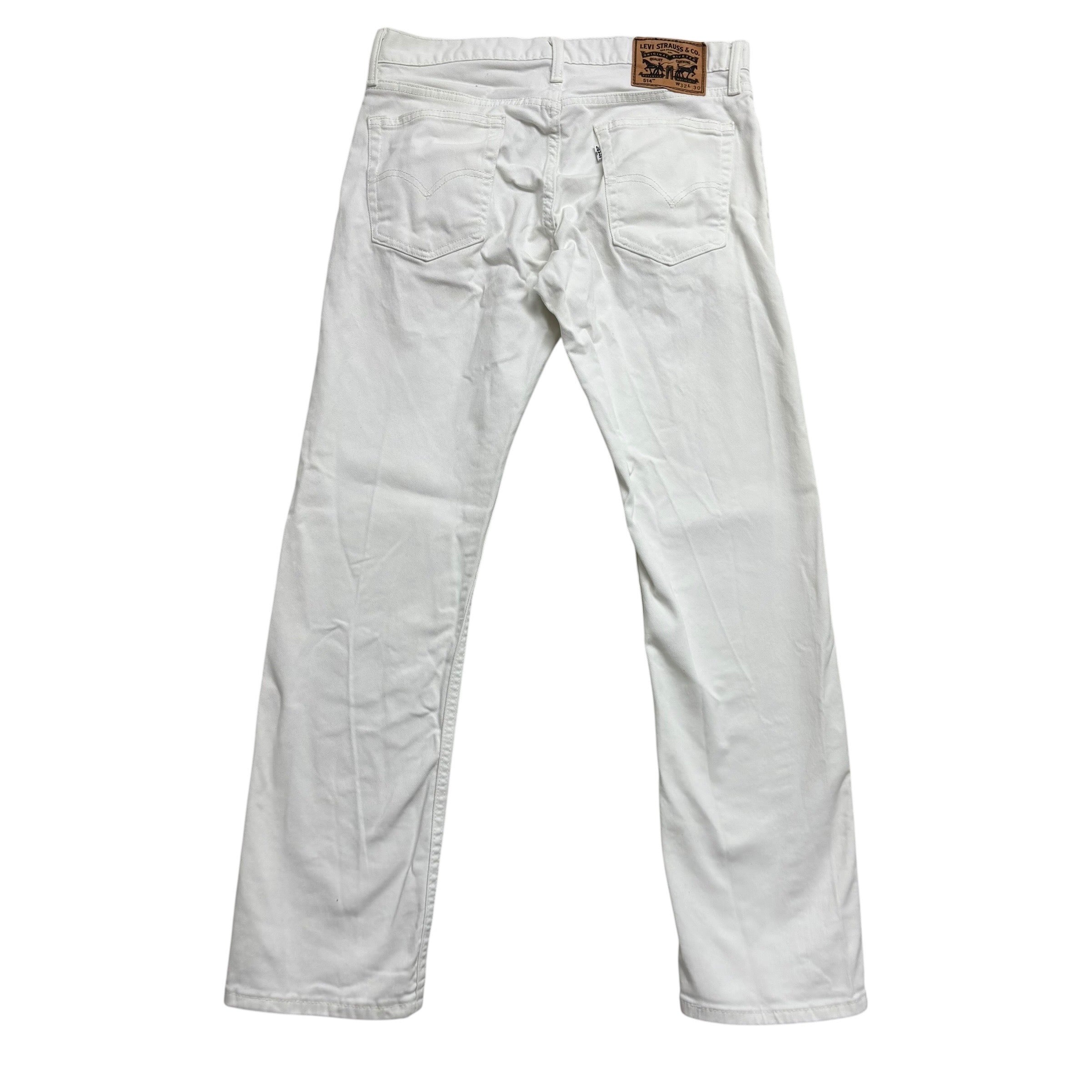 Levis 514 Jeans W32 L30 Mens White Regular Straight Fit Stretch Denim