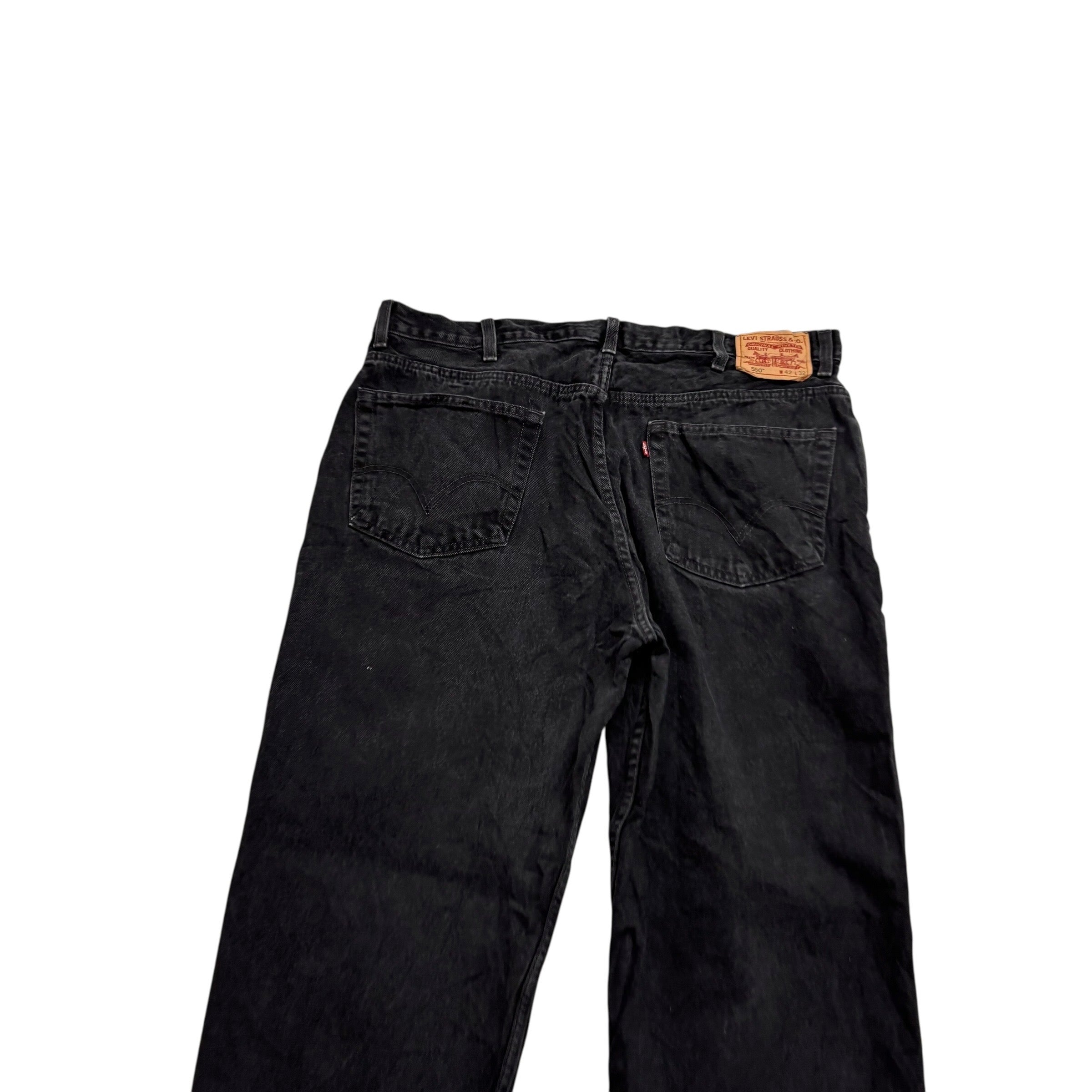Levis 550 Jeans W40 L32 Mens Black Baggy Relaxed Straight Fit Vintage Denim (E)