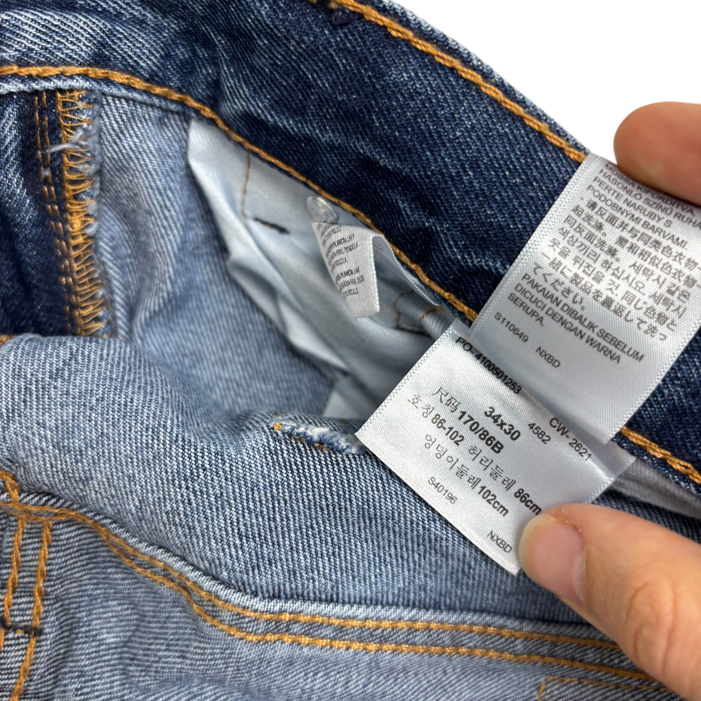 Levis 505 Jeans W34 L30 Mens Mid Blue Regular Straight Fit Denim (E)