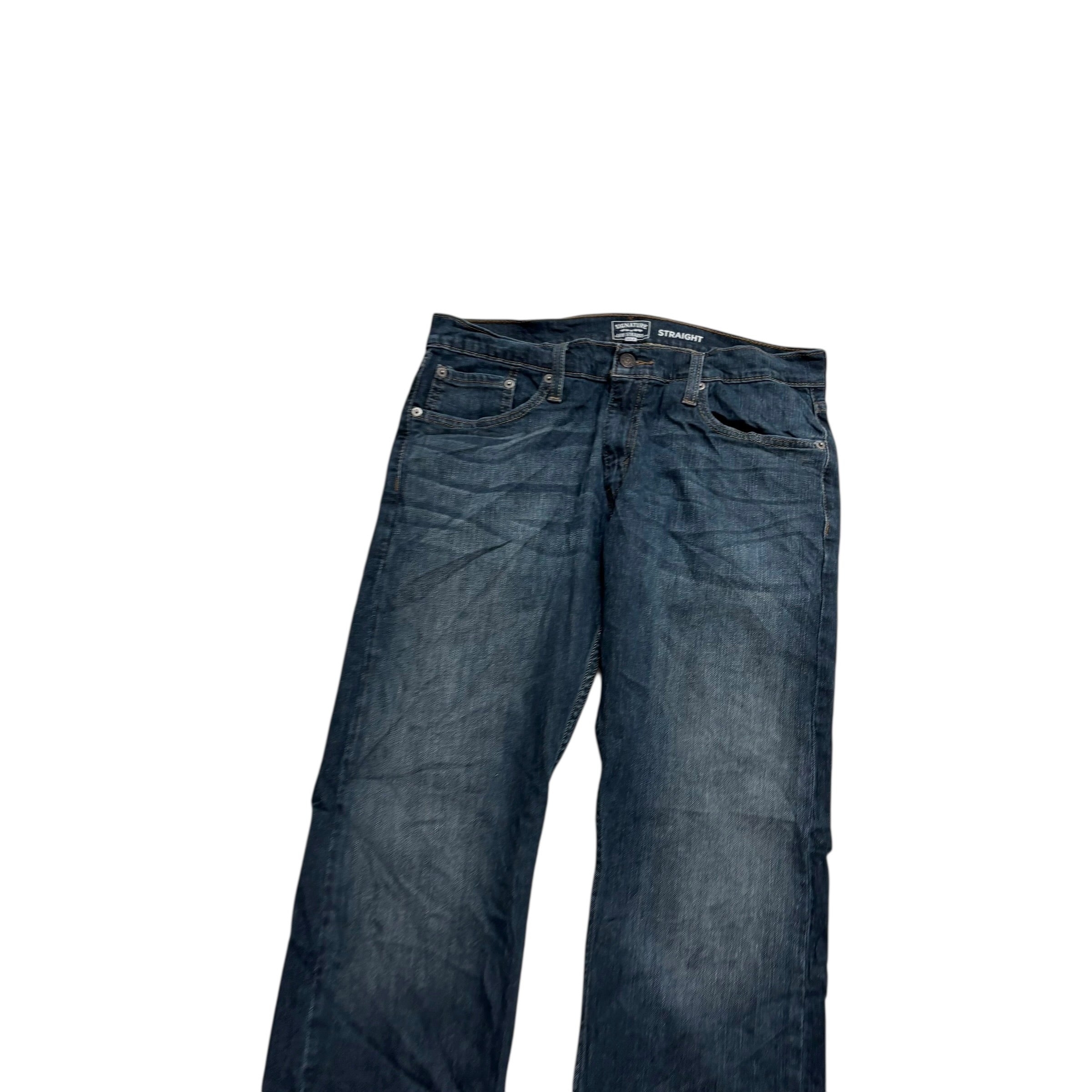 Levis Signature Jeans W34 L29 Mens Dark Blue Regular Straight Fit Stretch (E)