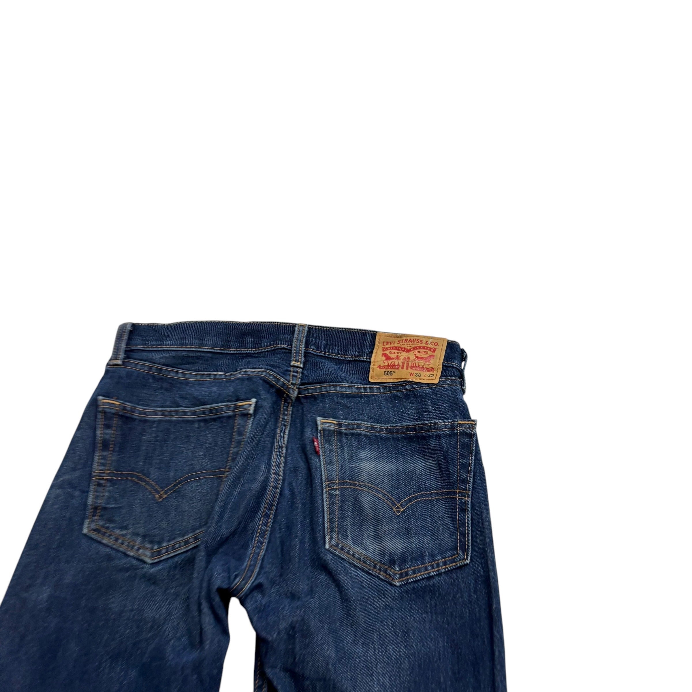 Levis 505 Jeans W30 L32 Mens Dark Blue Regular Straight Fit Denim