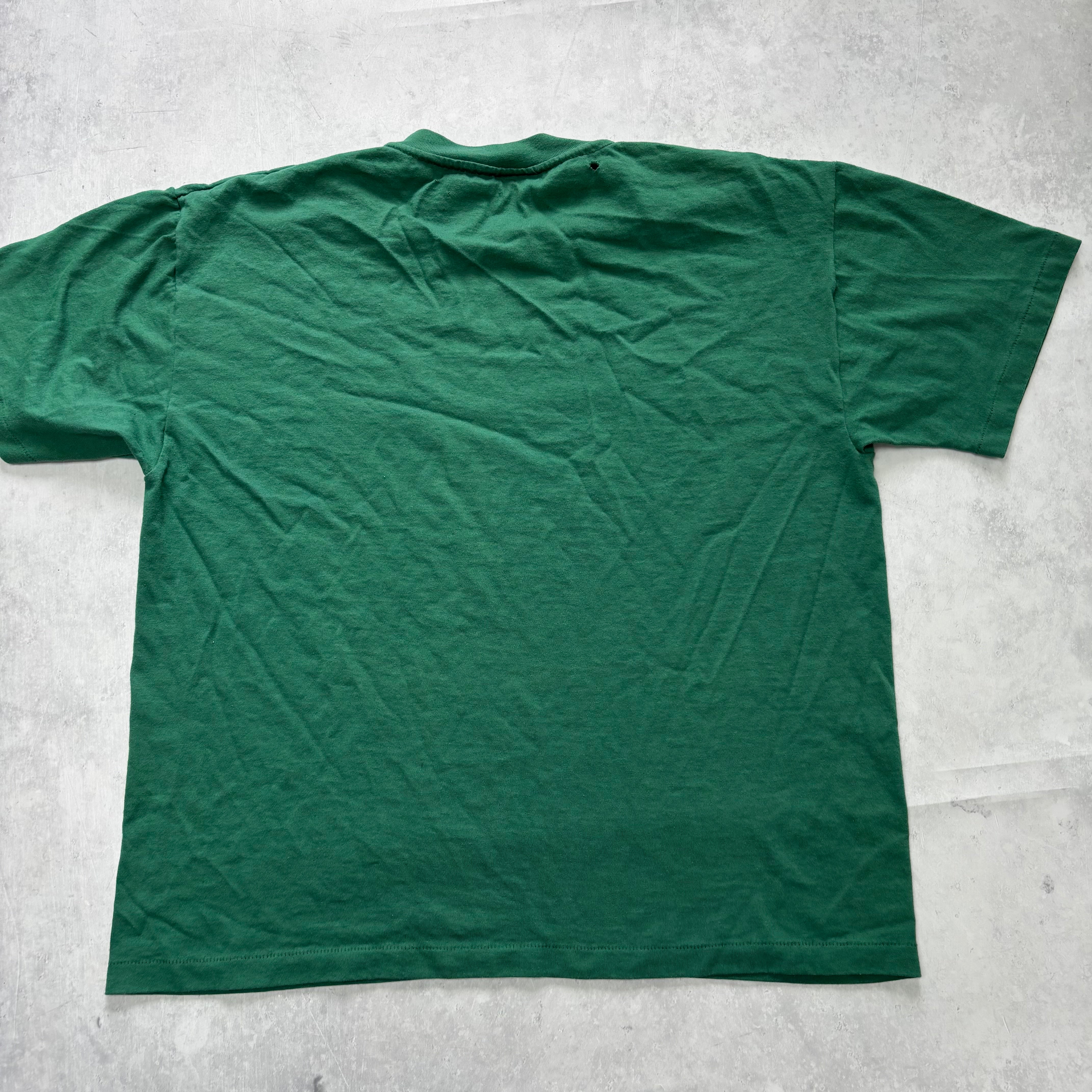 Vintage T Shirt Mens Small Green Single Stitch Plain Blank (F)
