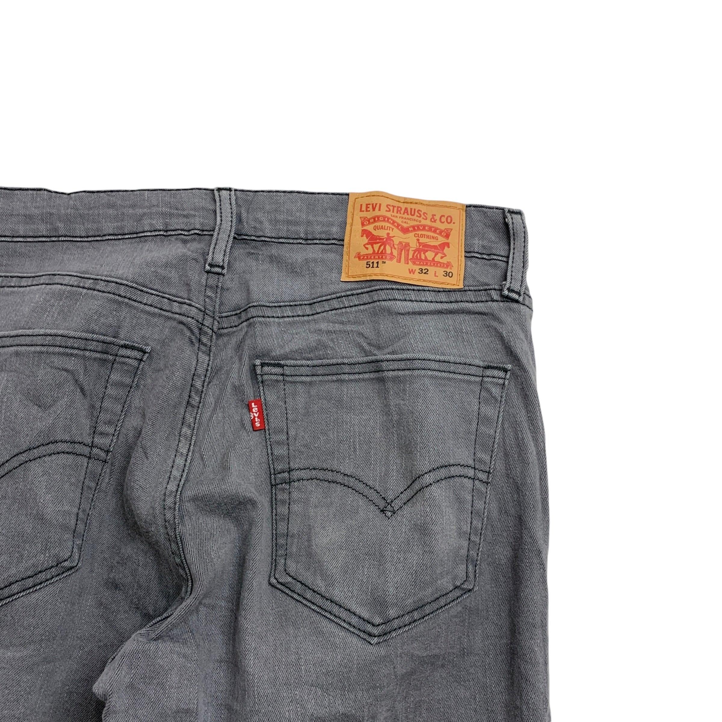 Levis 511 Jeans W32 L30 Mens Grey Slim Fit Stretch Denim