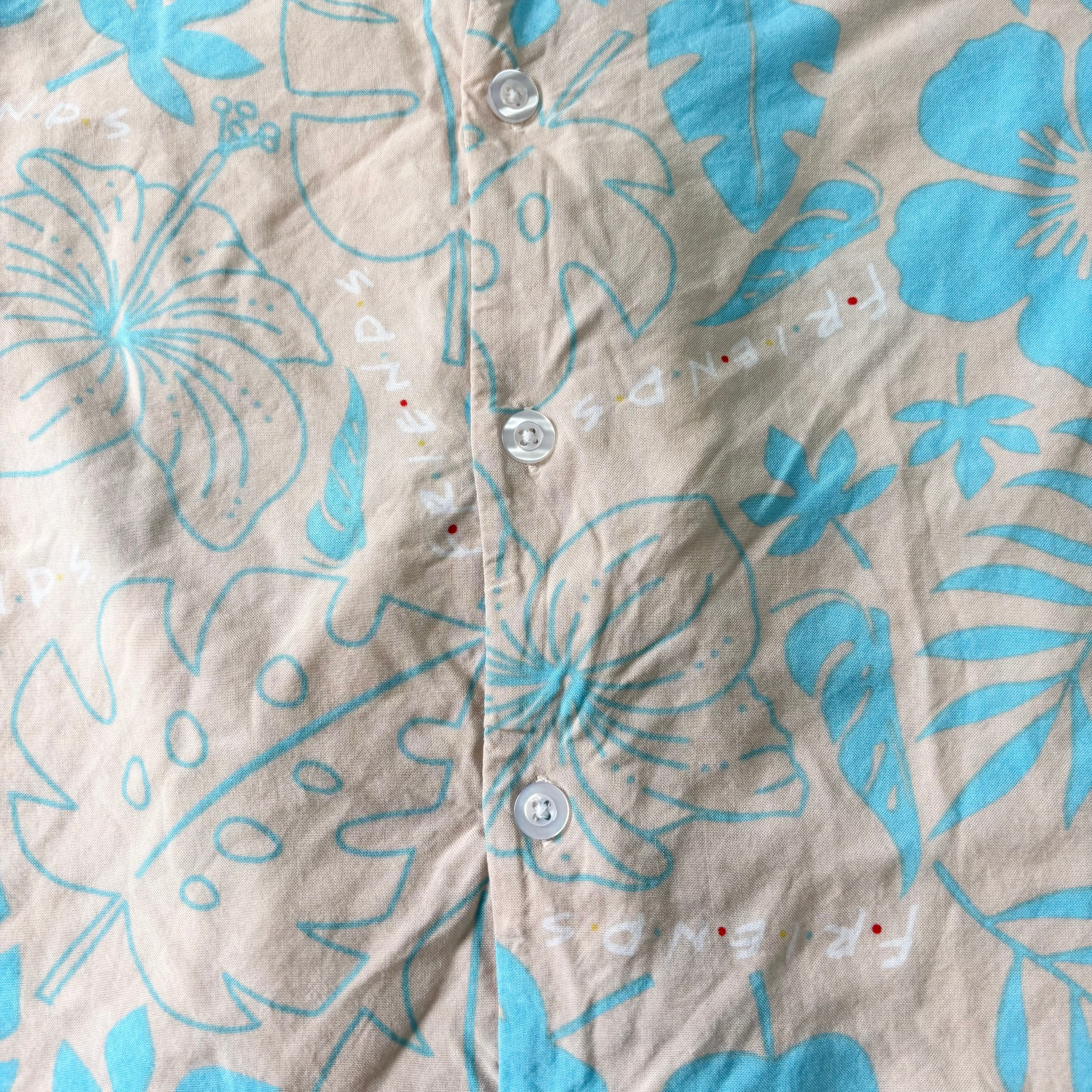 Friends Shirt Mens Medium Peach Pink Short Sleeve Rayon (E)