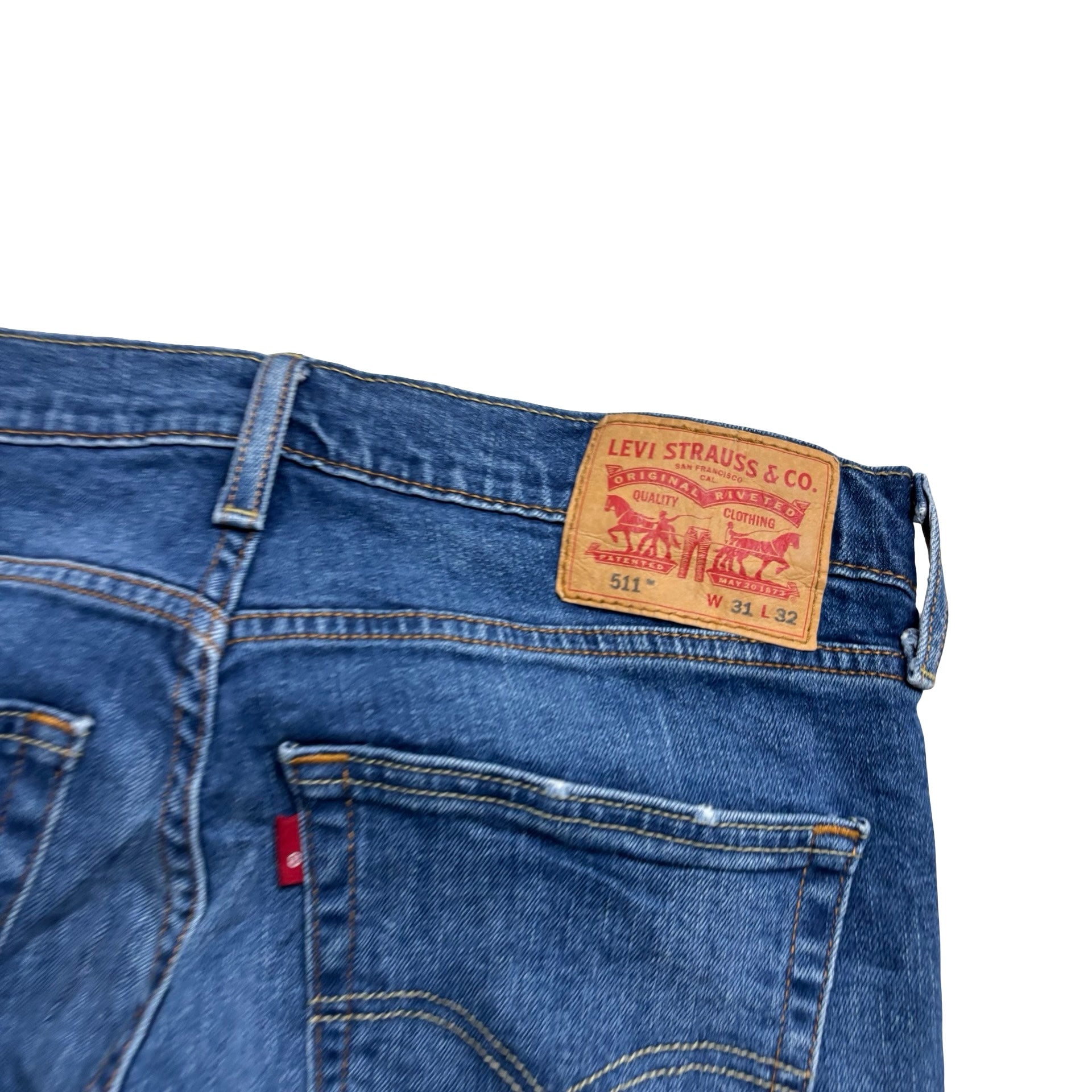 Levis 511 Jeans W31 L32 Mens Mid Blue Slim Fit Stretch Denim (E)