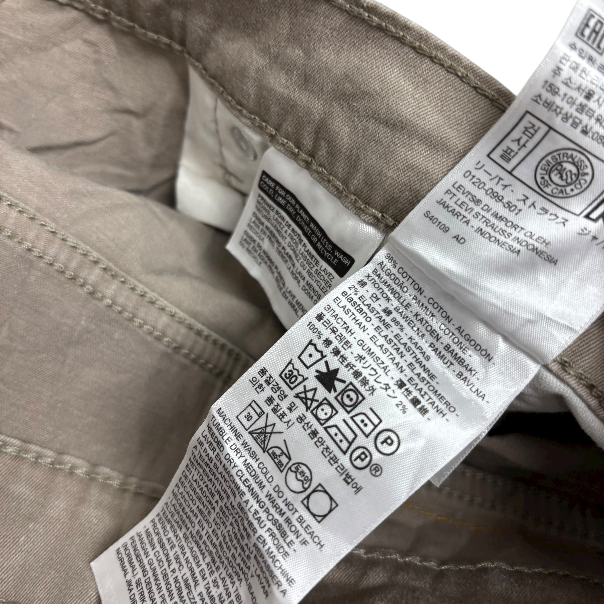 Levis 541 Trousers W38 L28 Mens Stone Athletic Tapered Fit Stretch Pants (E)