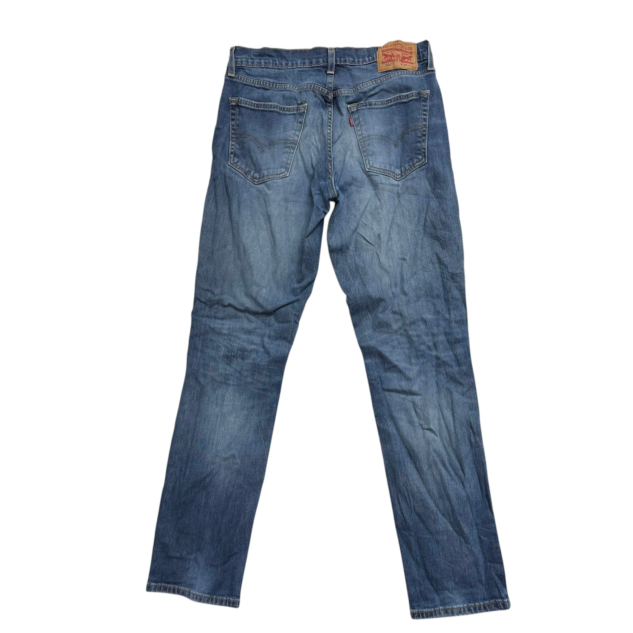 Levis 541 Jeans W30 L32 Mens Mid Blue Athletic Taper Distressed Stretch