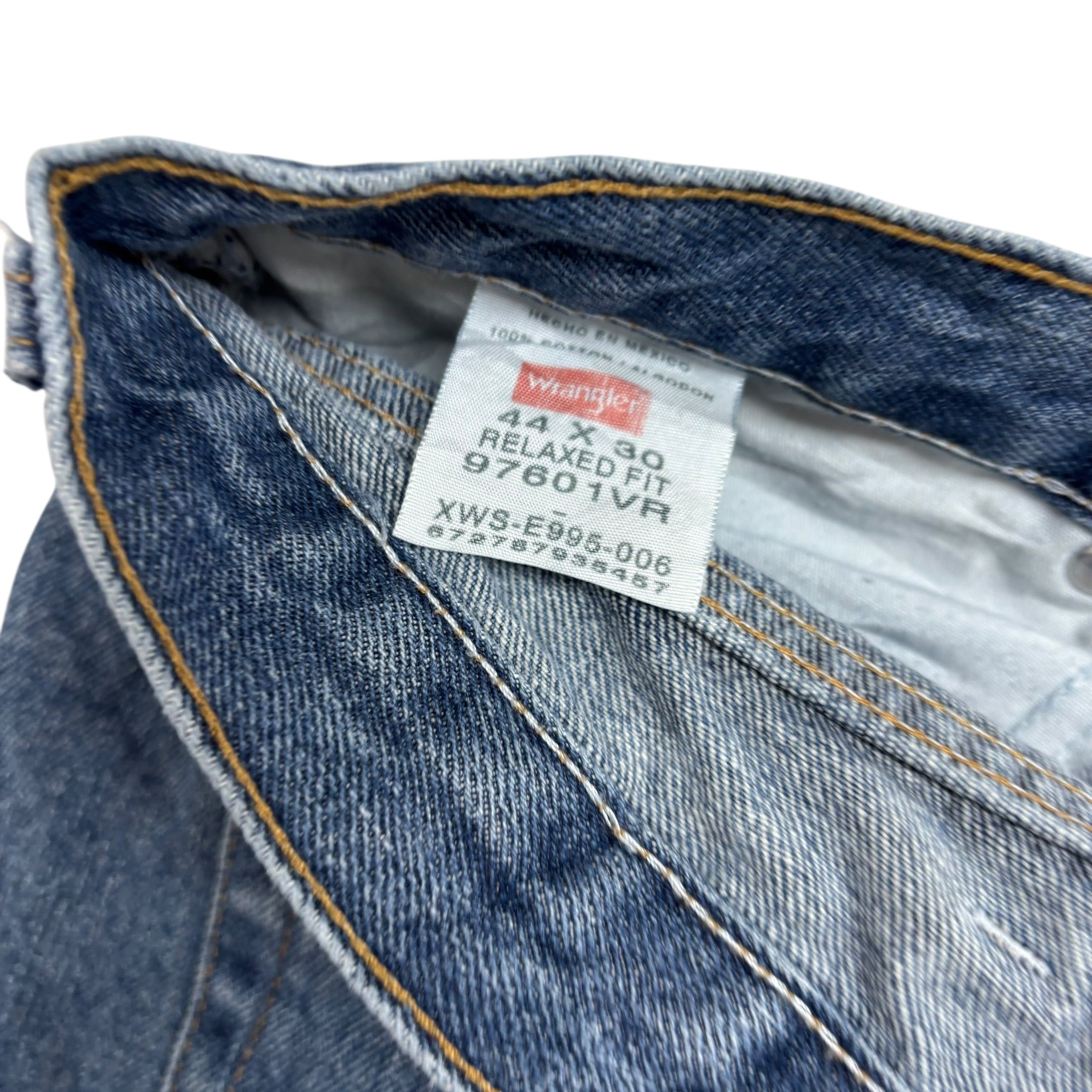 Wrangler Jeans W44 L30 Mens Mid Blue Relaxed Straight Fit Denim (E)