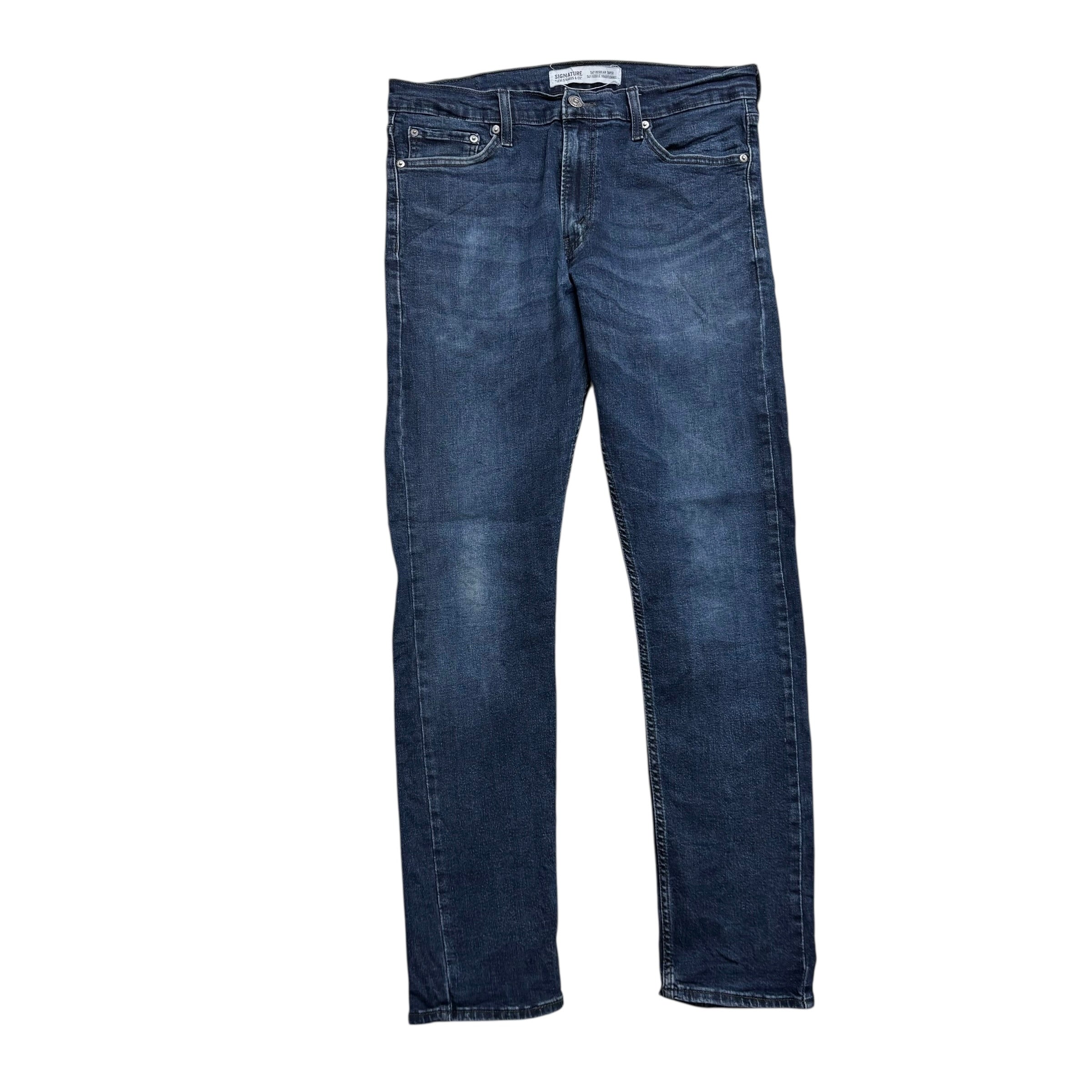 Levis Signature Jeans W33 L32 Mens Navy Blue Regular Tapered Stretch Denim