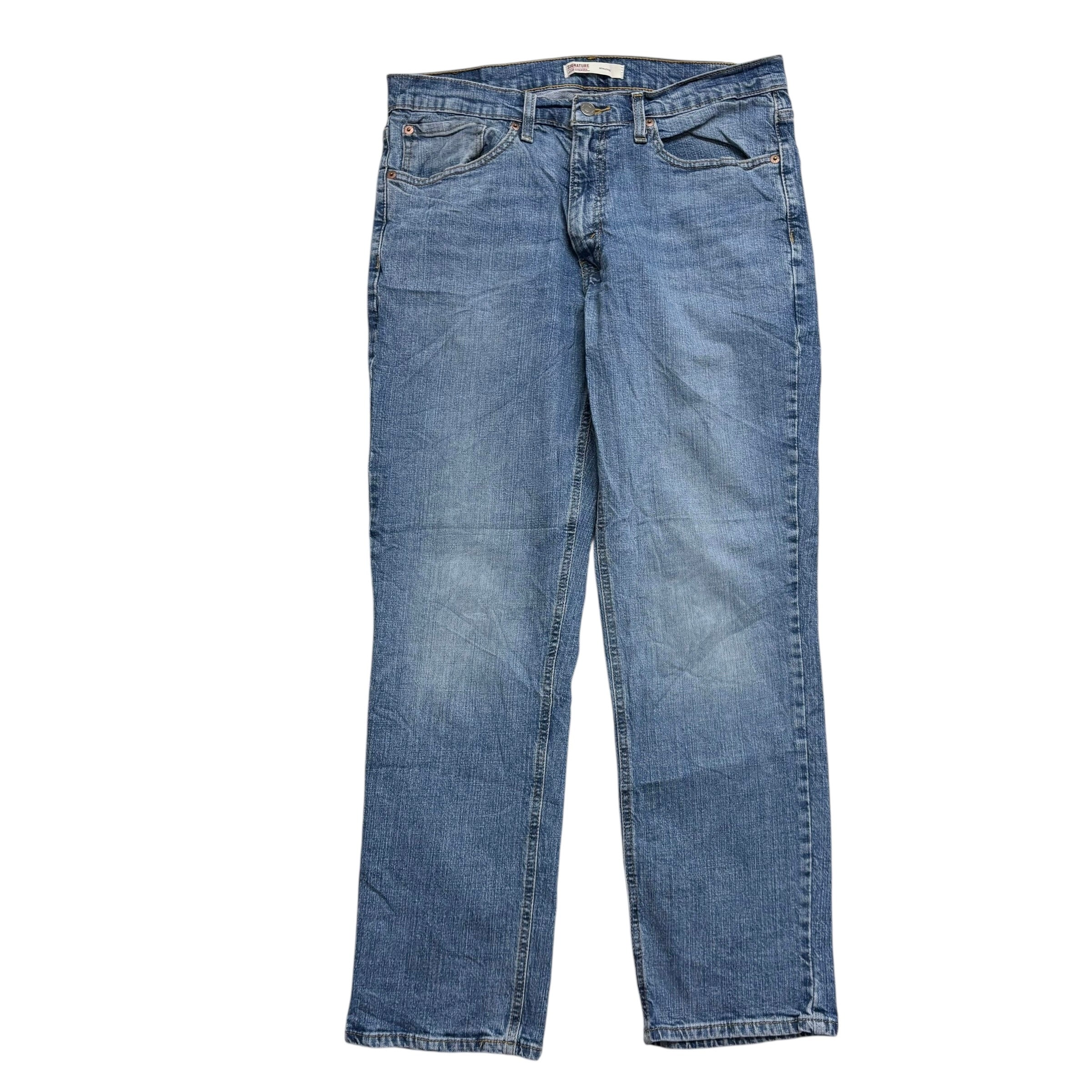 Levis Signature Jeans W34 L29 Mens Mid Blue Athletic Tapered Stretch Denim (E)