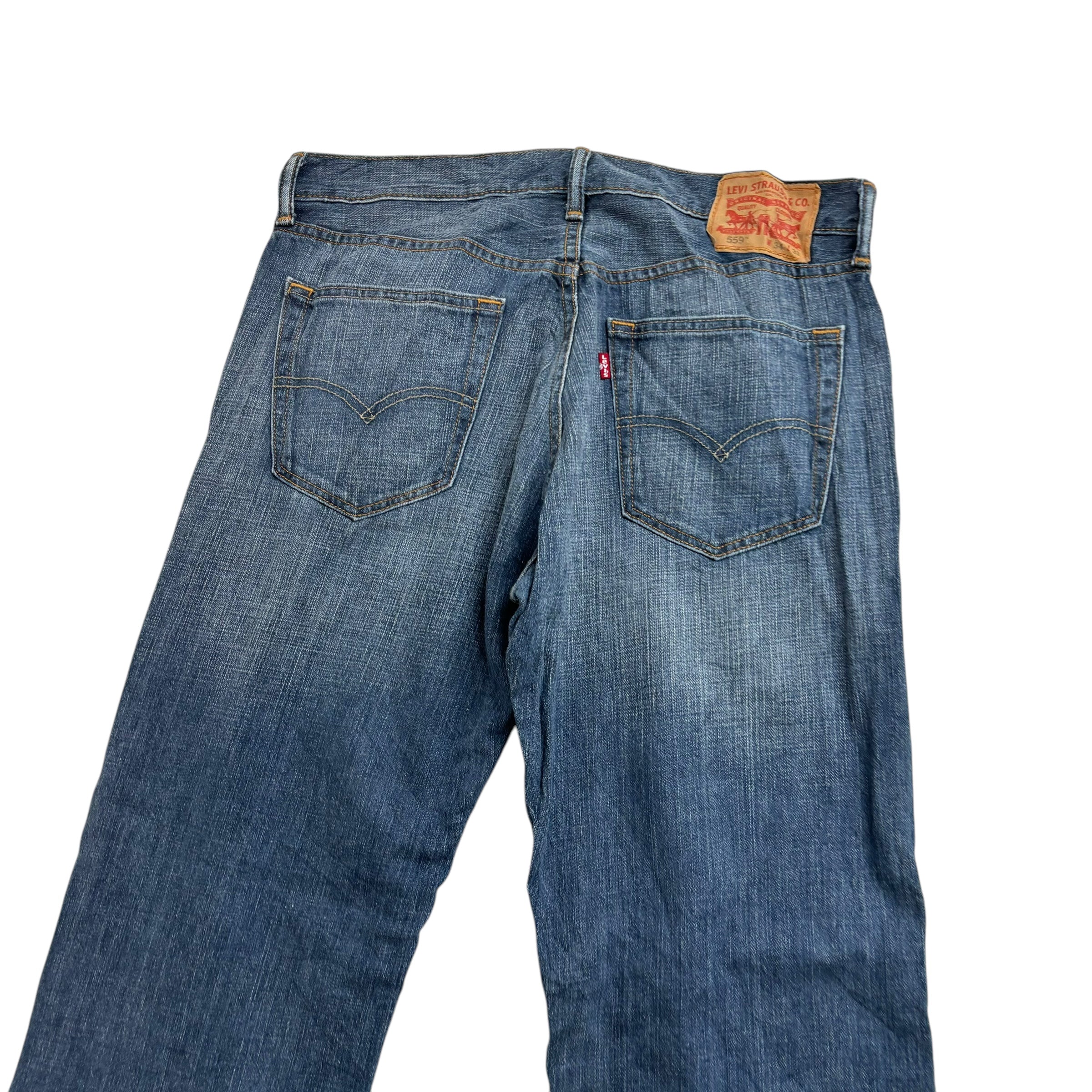 Levis 559 Jeans W34 L32 Mens Mid Blue Baggy Relaxed Straight Fit Denim