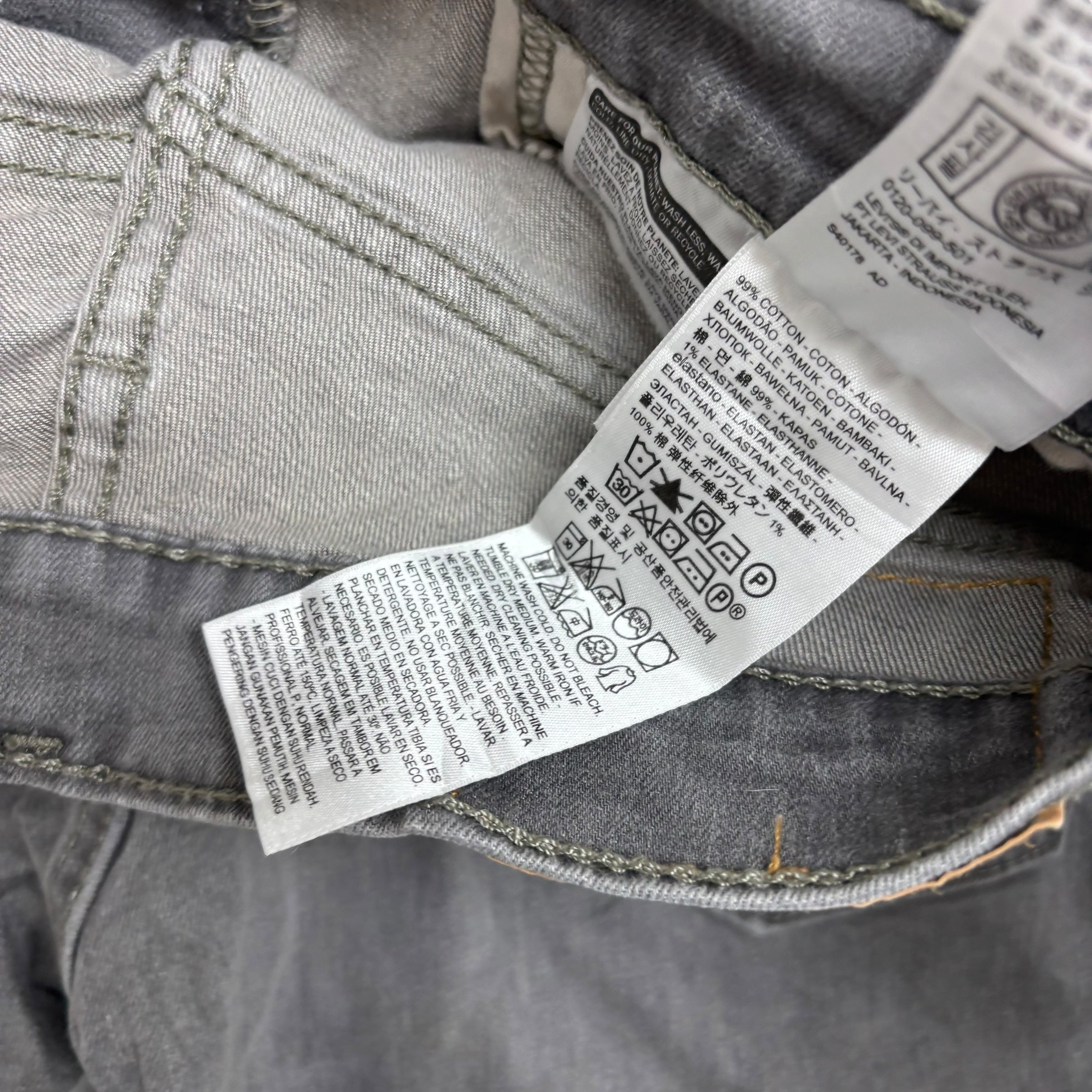Levis 511 Jeans W28 L32 Mens Grey Slim Fit Stretch Denim (F)