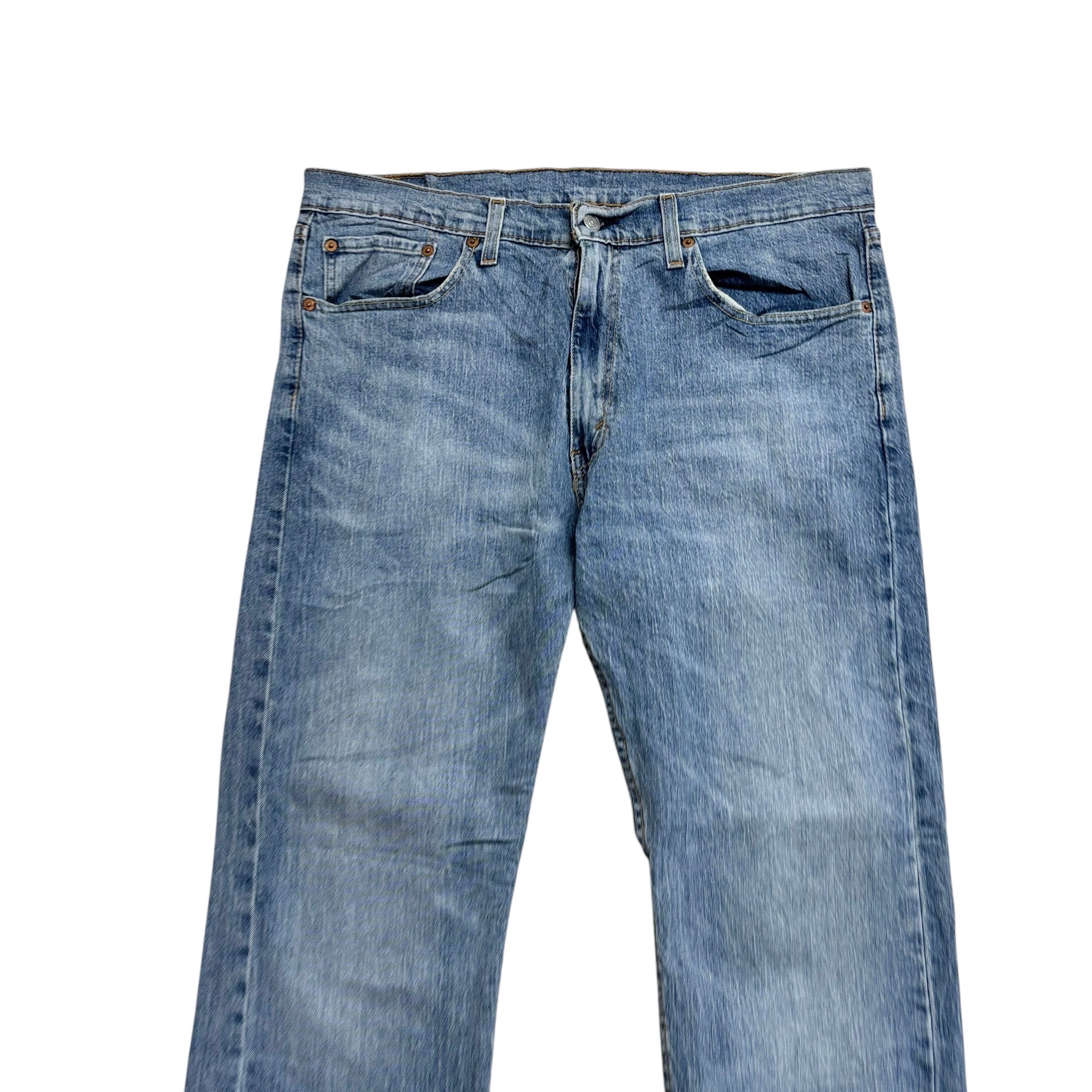 Levis 505 Jeans W36 L30 Mens Light Blue Regular Straight Fit Stretch Denim (F)