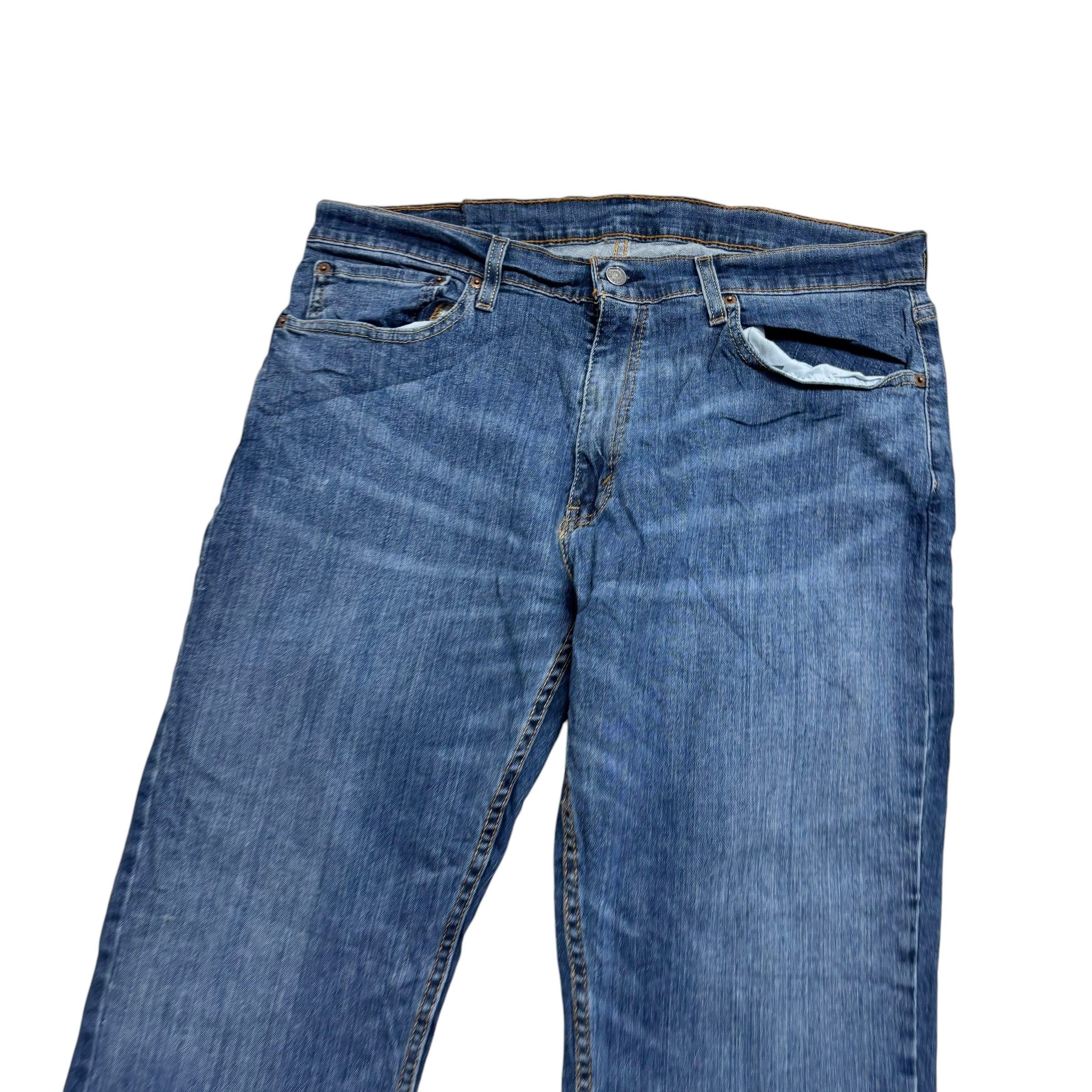 Levis Jeans W36 L30 Mens Mid Blue Regular Straight Fit Stretch Denim (E)