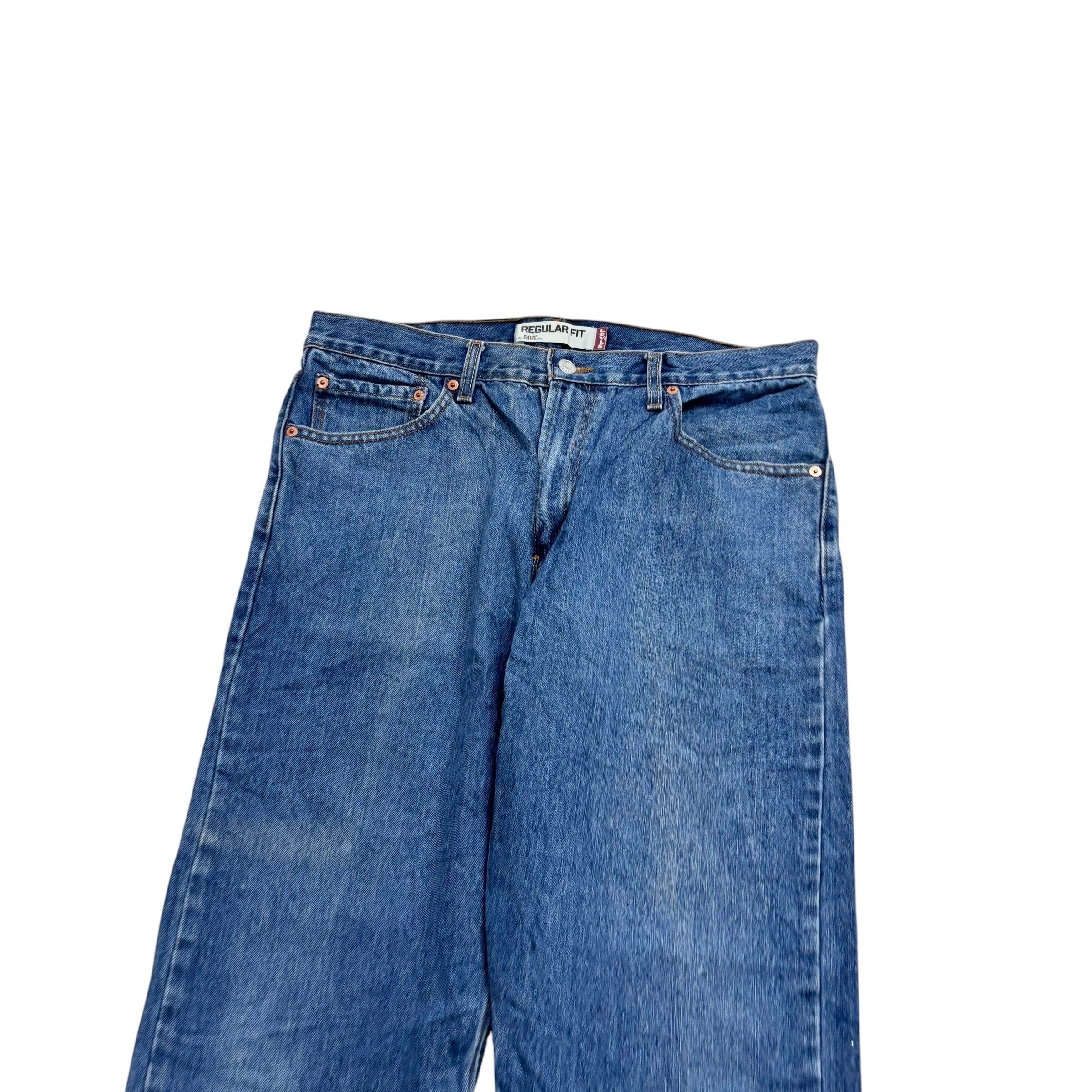 Levis 505 Jeans W36 L30 Mens Mid Blue Regular Straight Fit Vintage Denim
