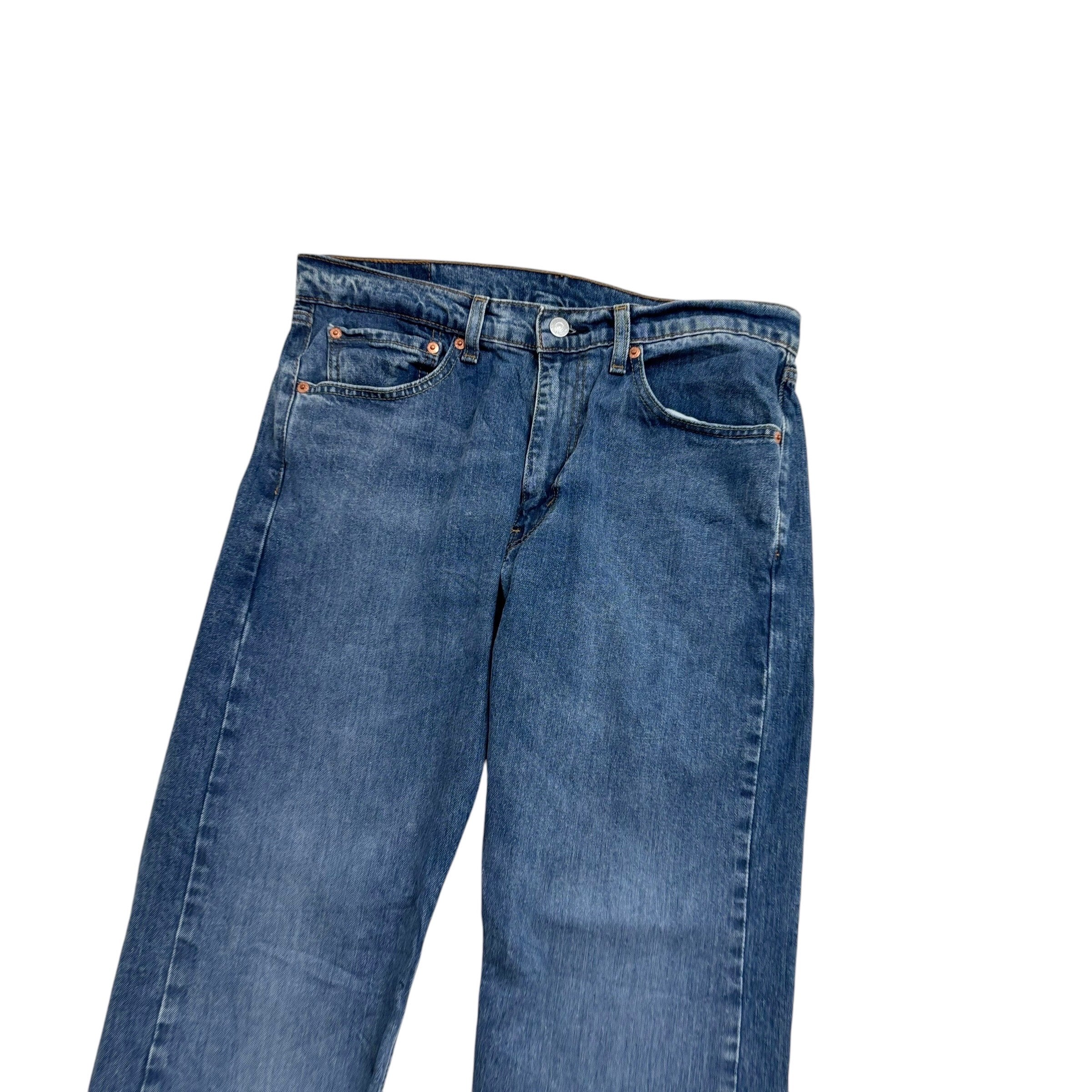 Levis 505 Jeans W33 L30 Mens Mid Blue Regular Straight Fit Stretch Denim (E)