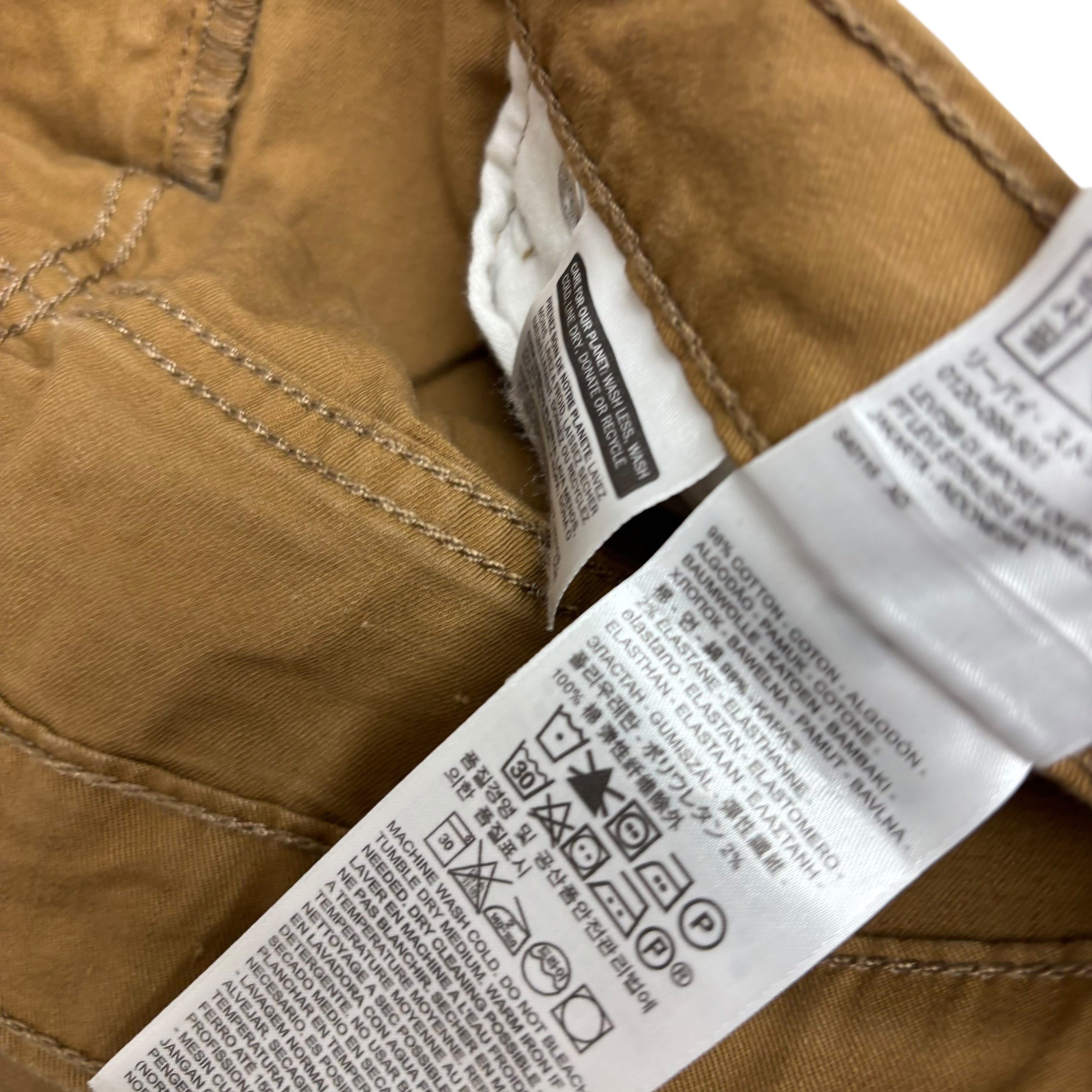 Levis 502 Trousers W36 L28 Mens Tan Regular Tapered Fit Stretch Pants (E)