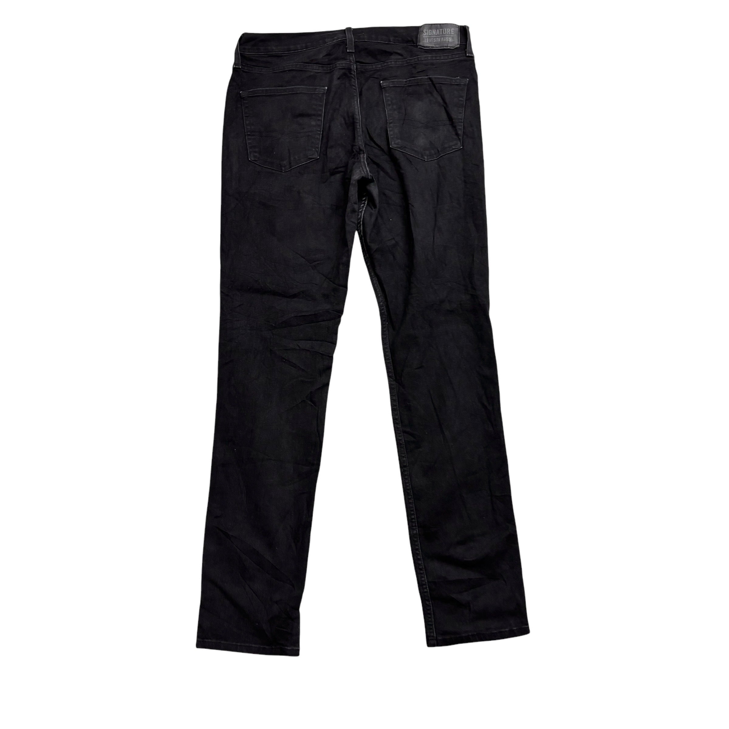 Levis Signature Jeans W34 L34 Mens Black Slim Fit Stretch Denim (E)