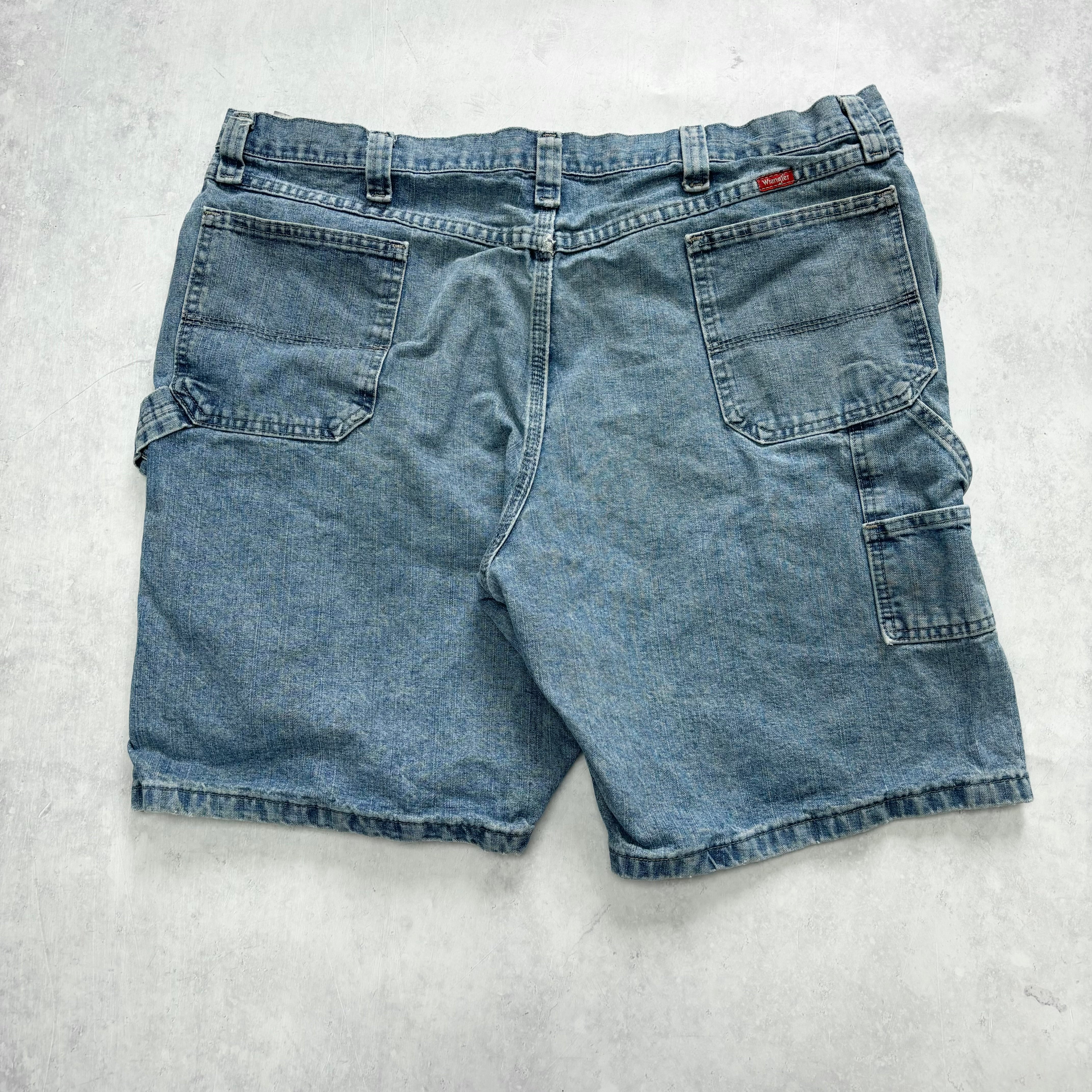 Vintage Wrangler Jorts W42 Mens Denim Shorts Light Blue Baggy Relaxed Carpenter