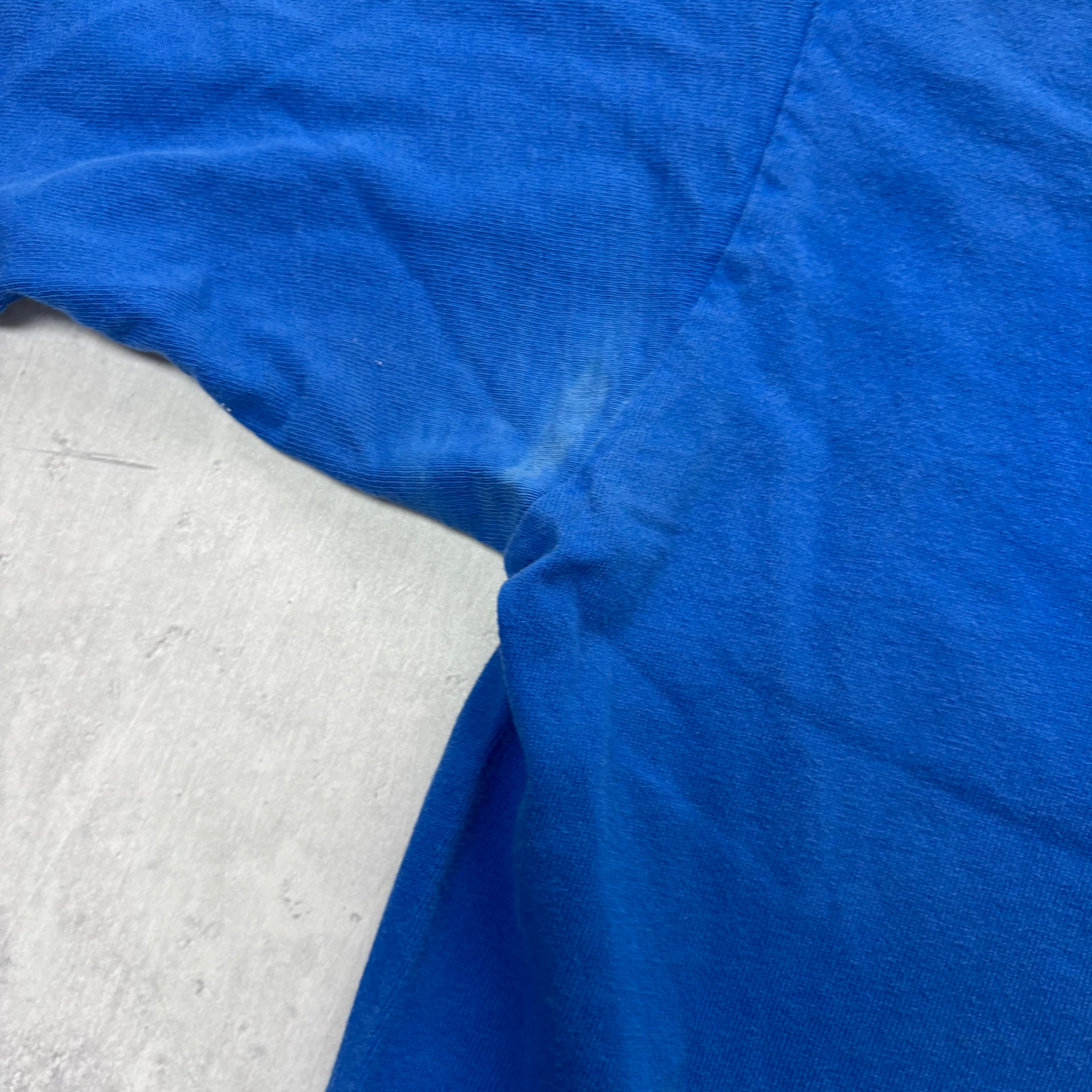 Vintage T Shirt Mens Medium Blue Single Stitch Graphic Print 90s Surfing