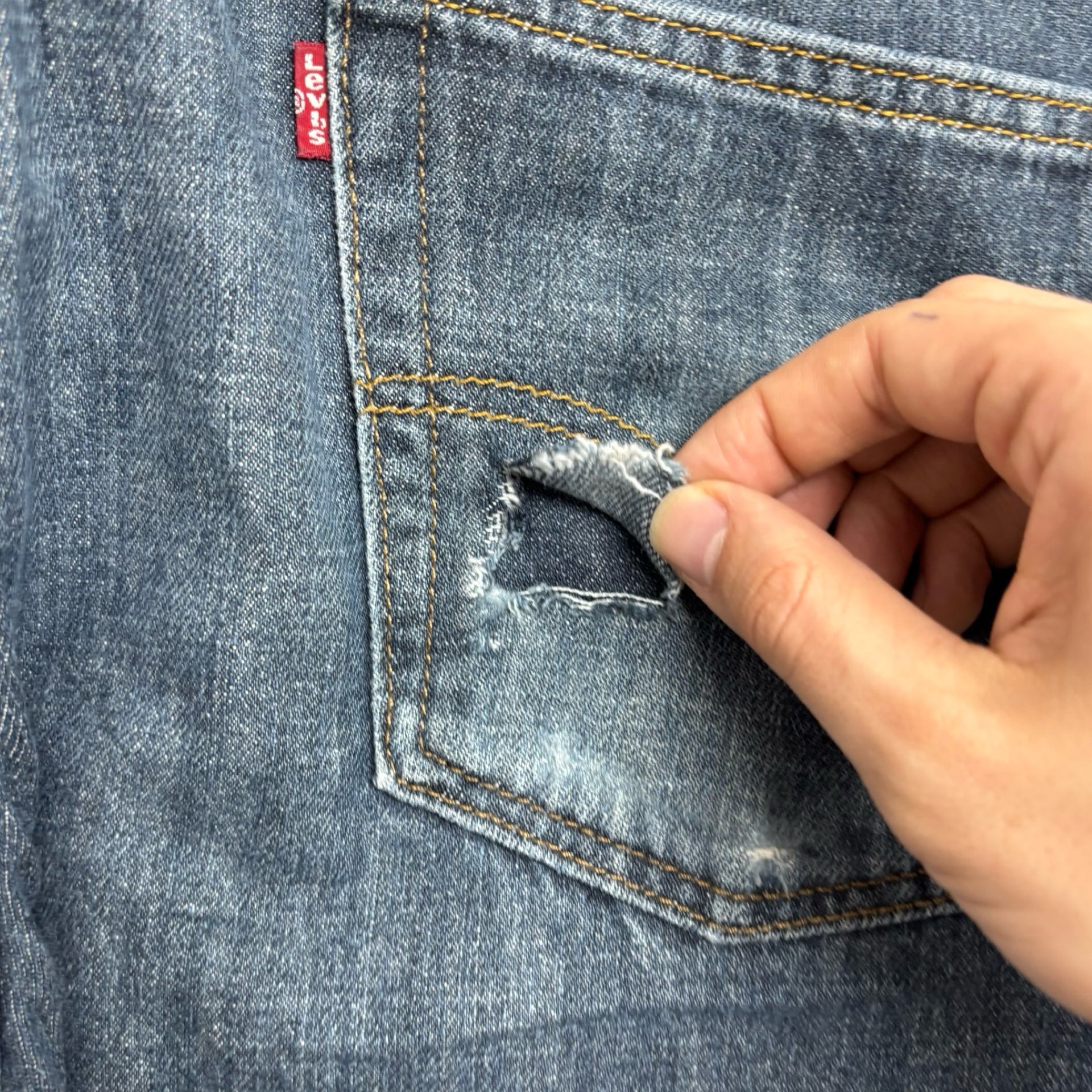 Levis 514 Jeans W34 L29 Mens Dark Blue Regular Straight Fit Denim (F)