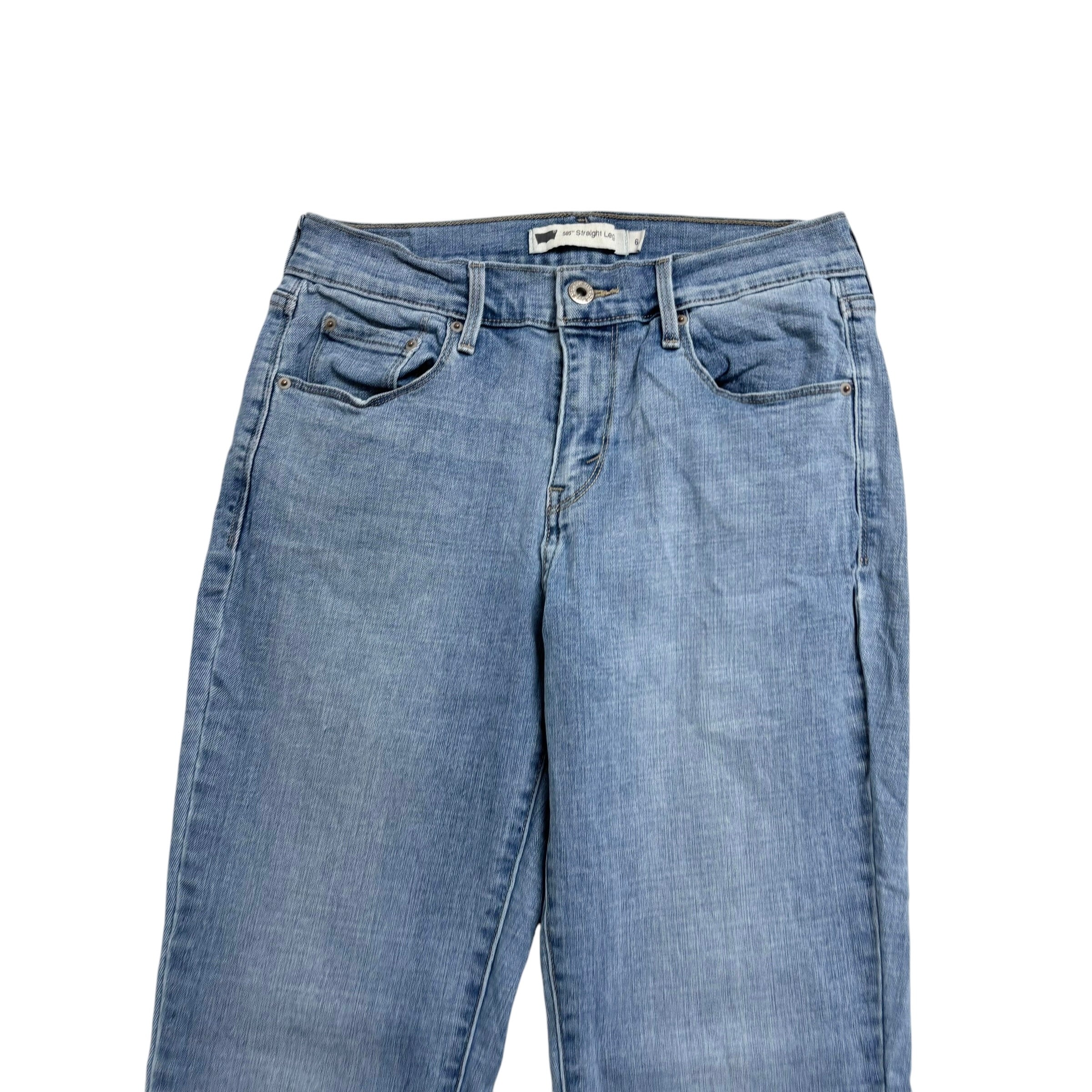 Levis 505 Jeans W28 L32 Womens Light Blue Regular Straight Fit Stretch Denim