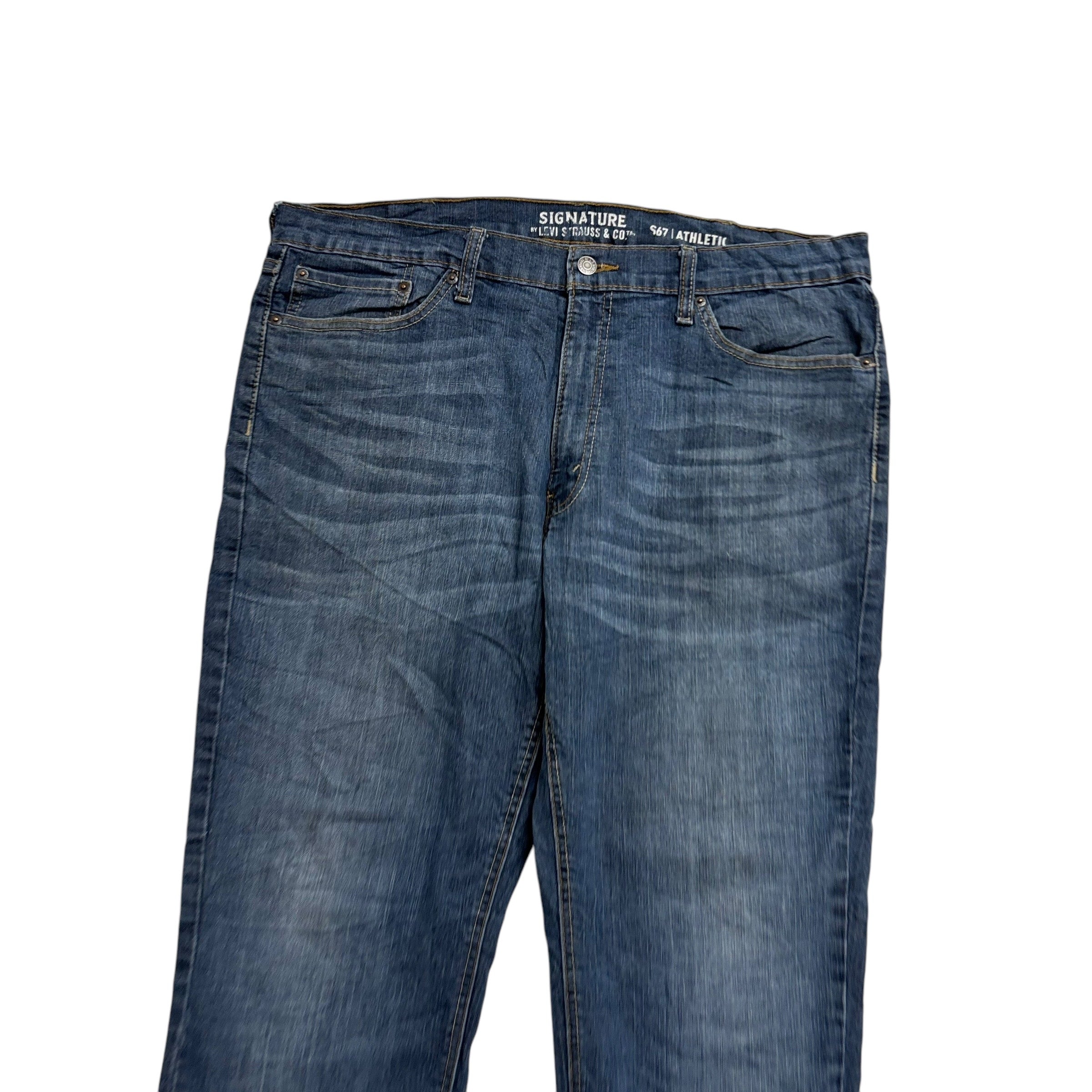 Levis Signature Jeans W38 L30 Mens Mid Blue Athletic Fit Stretch Denim (E)
