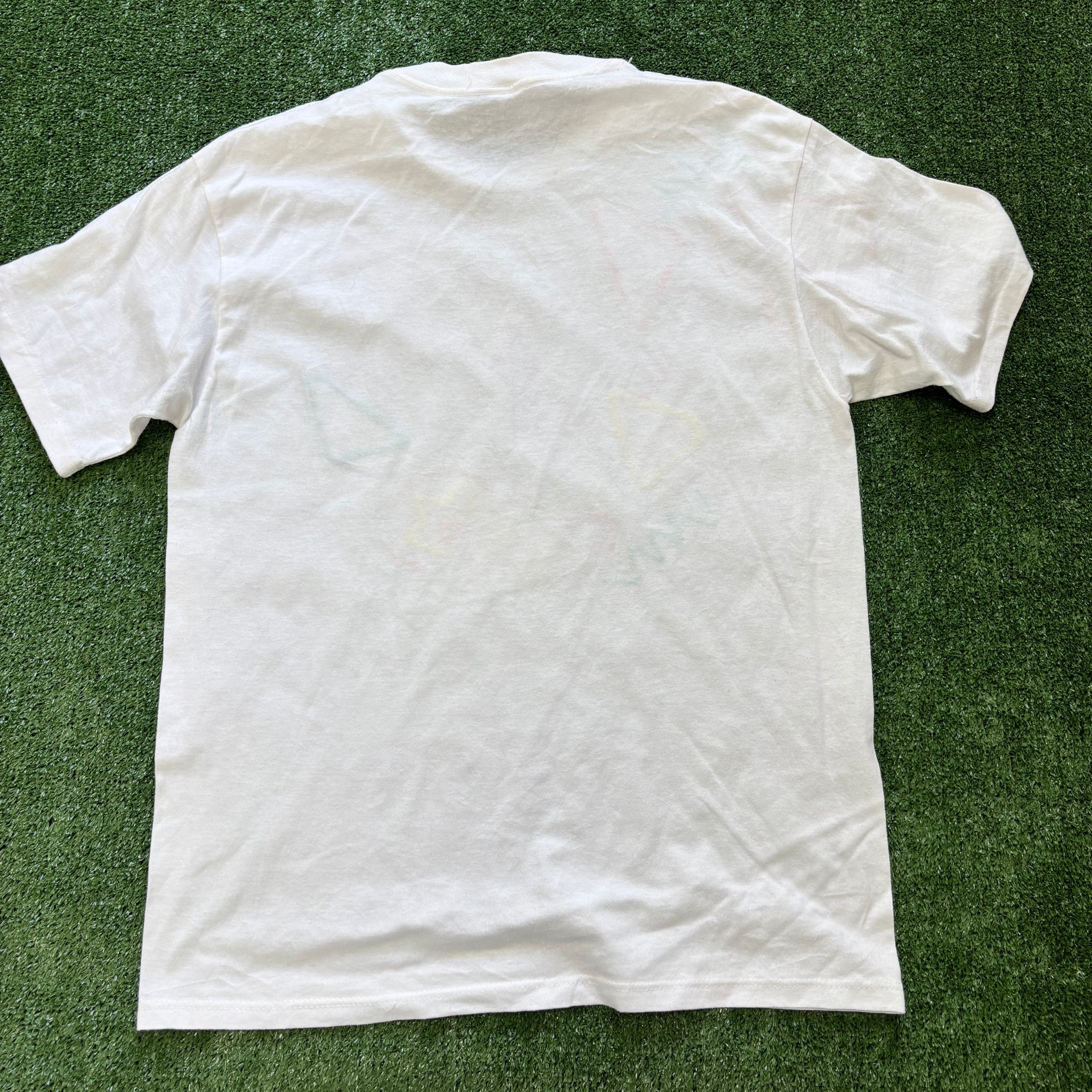 Vintage T Shirt Mens Medium White Single Stitch Graphic Print 90s USA