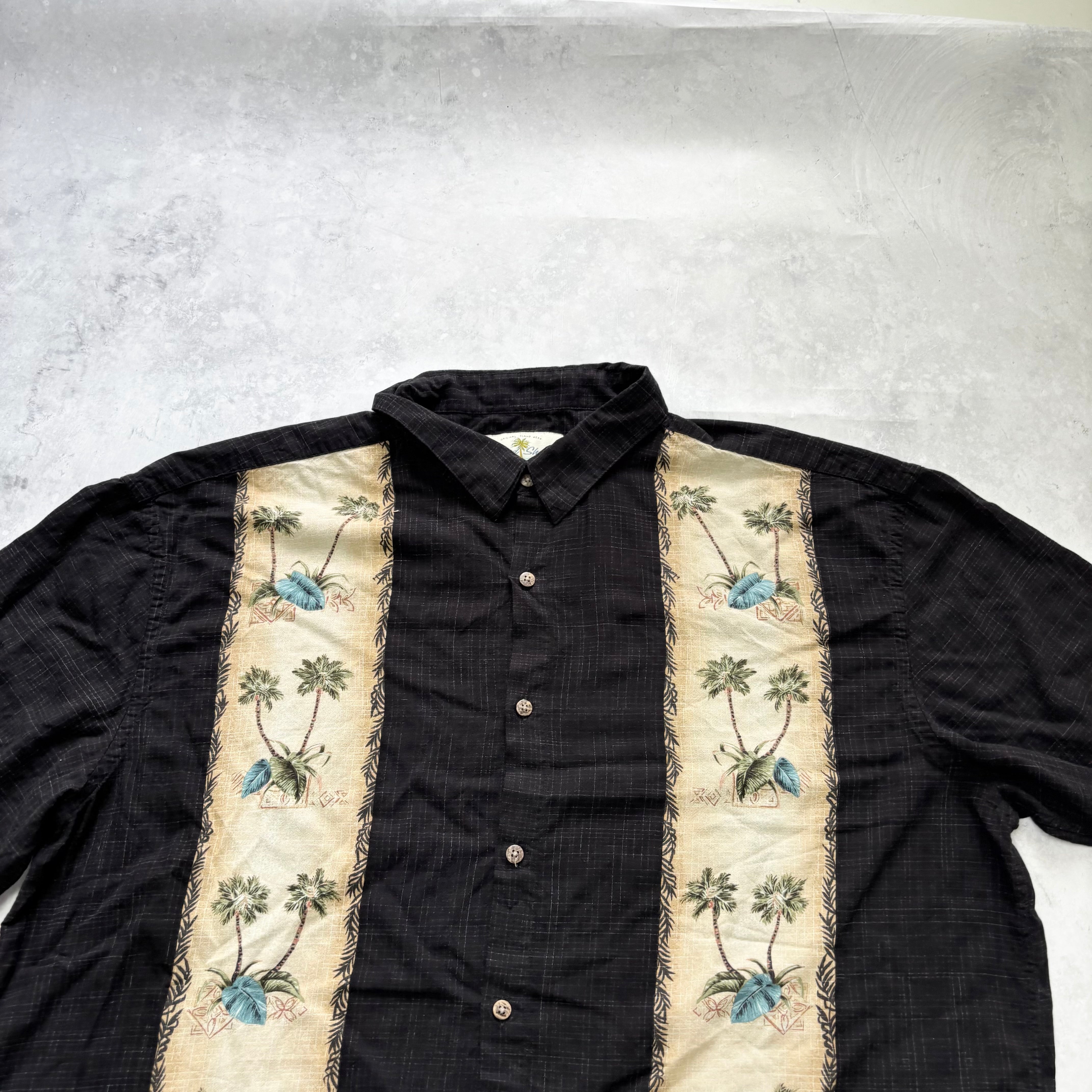 Vintage Hawaiian Shirt Mens XXL Black Floral Aloha Short Sleeve Rayon (E)