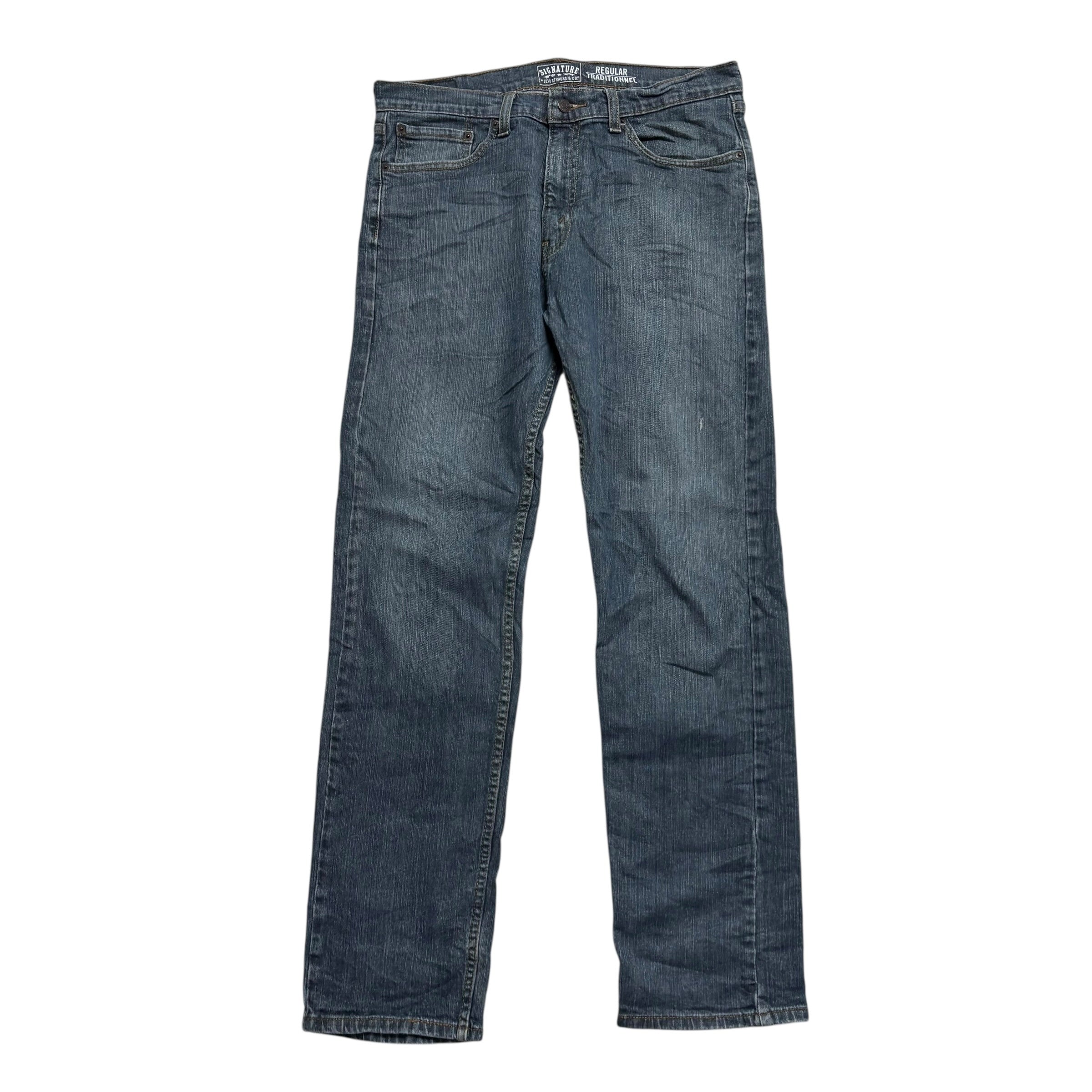 Levis Signature Jeans W34 L34 Mens Dark Blue Regular Straight Fit Stretch