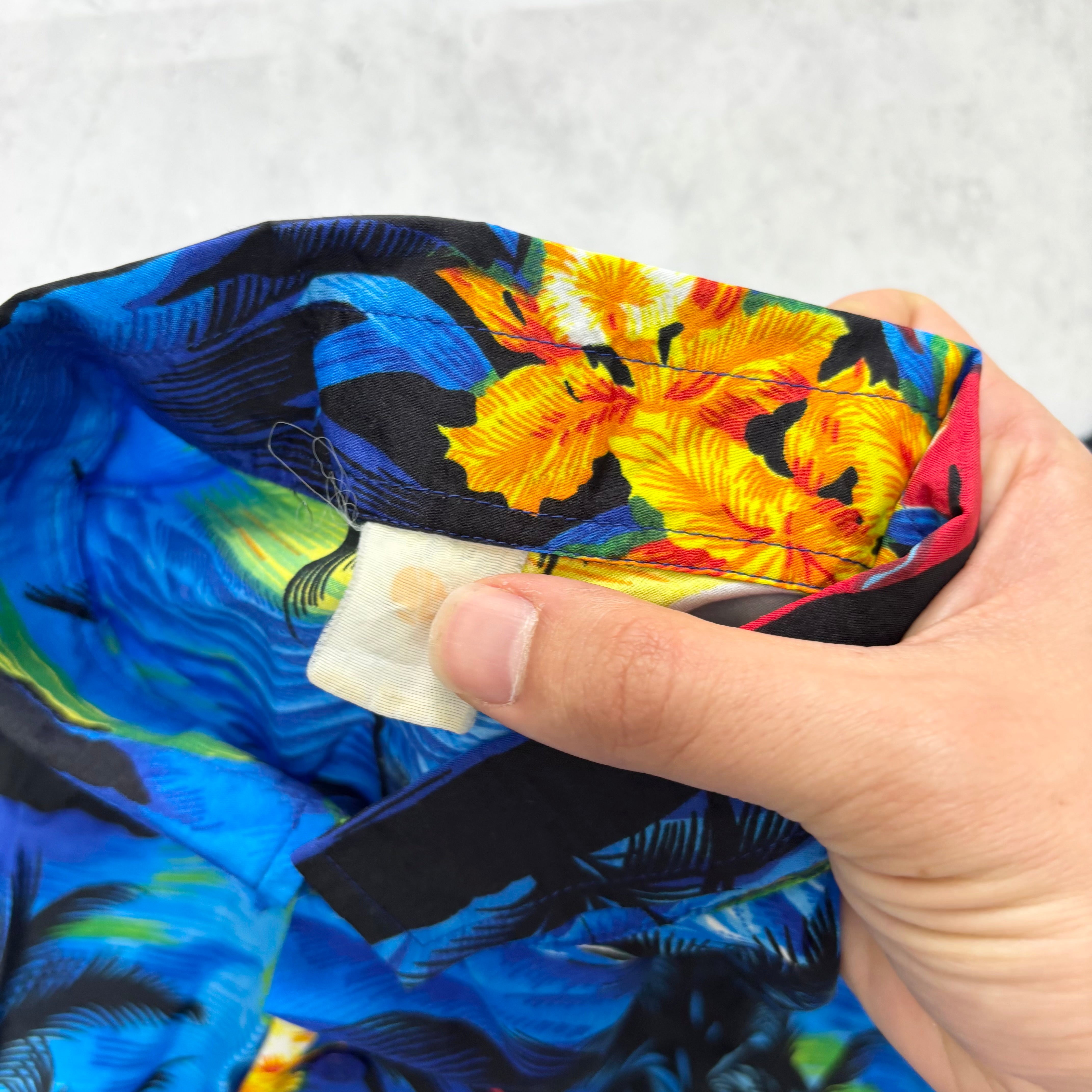 Hawaiian Shirt Mens XXL Blue Floral Aloha Short Sleeve Polyester (E)