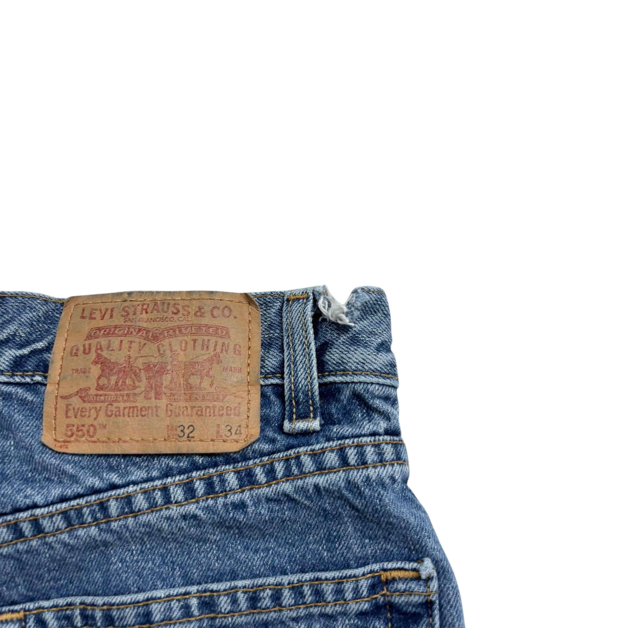 Levis 550 Jeans W30 L34 Mens Mid Blue Relaxed Straight Fit Vintage Denim (F)