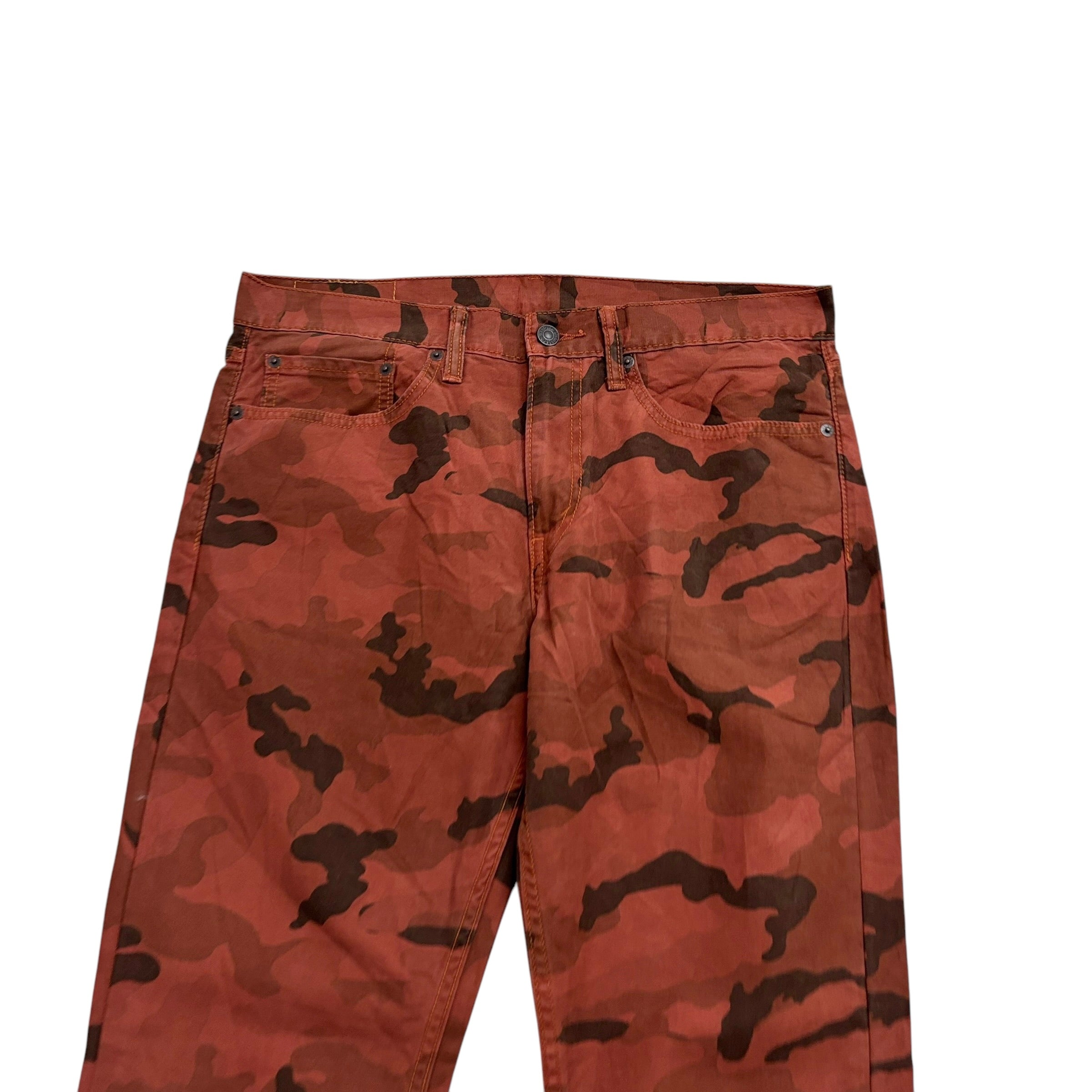 Levis 511 Trousers W34 L32 Mens Red Camoflage Slim Fit Cotton Pants (E)