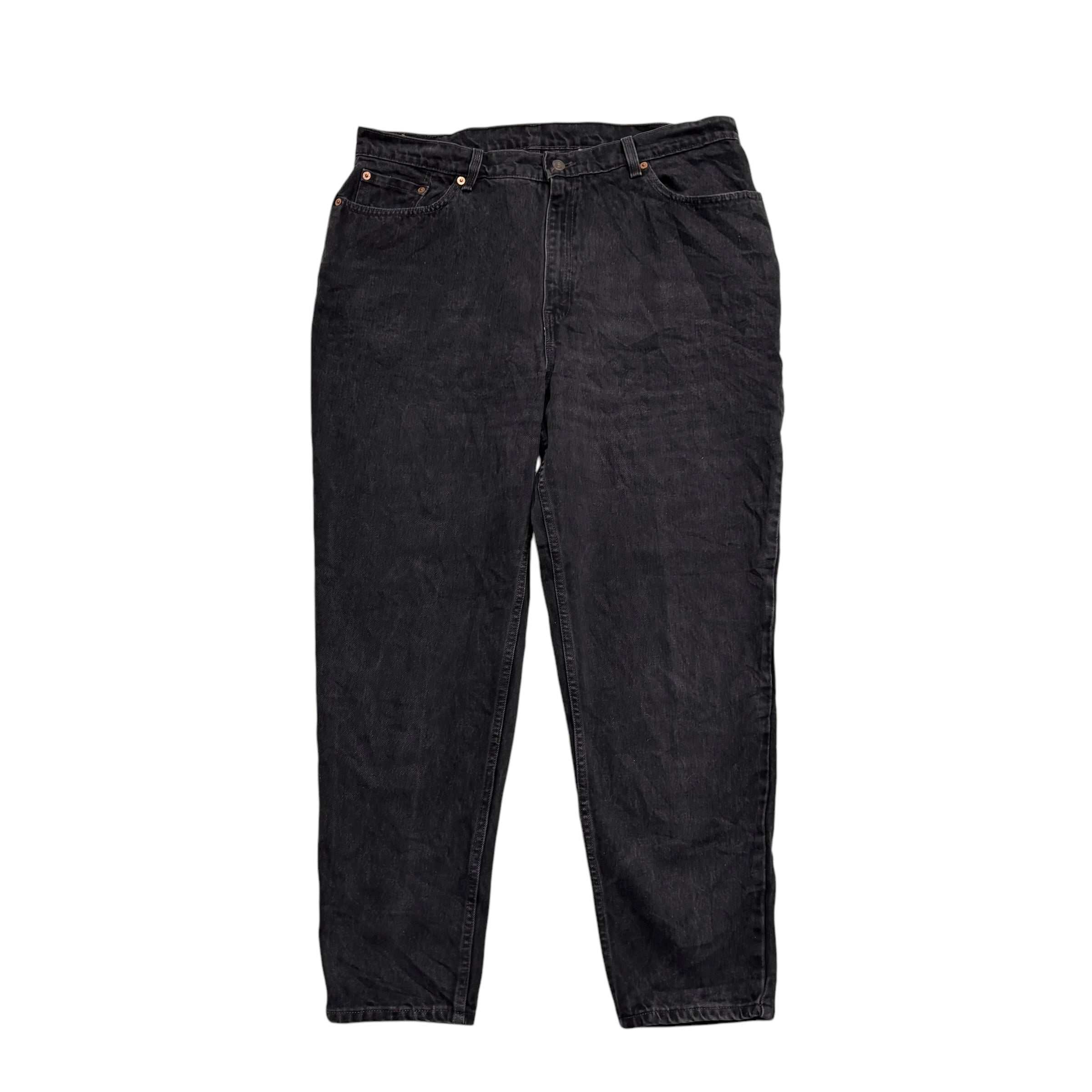 Levis 550 Jeans W38 L29 Womens Black Relaxed Taper Made In USA Vintage Denim