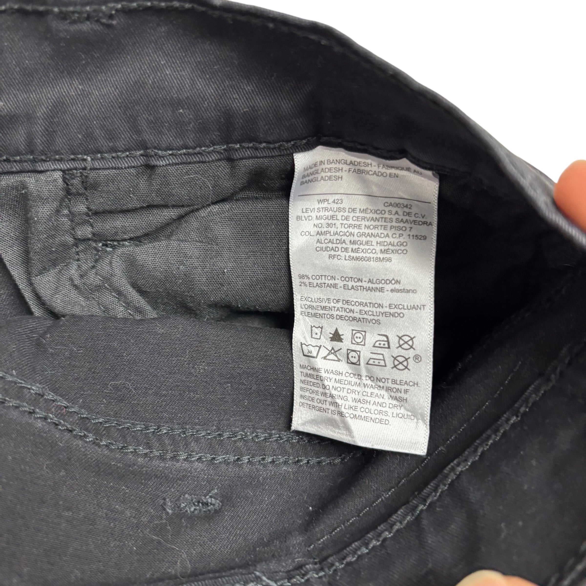 Levis Signature Trousers W38 L30 Mens Black Athletic Fit Stretch Pants (E)