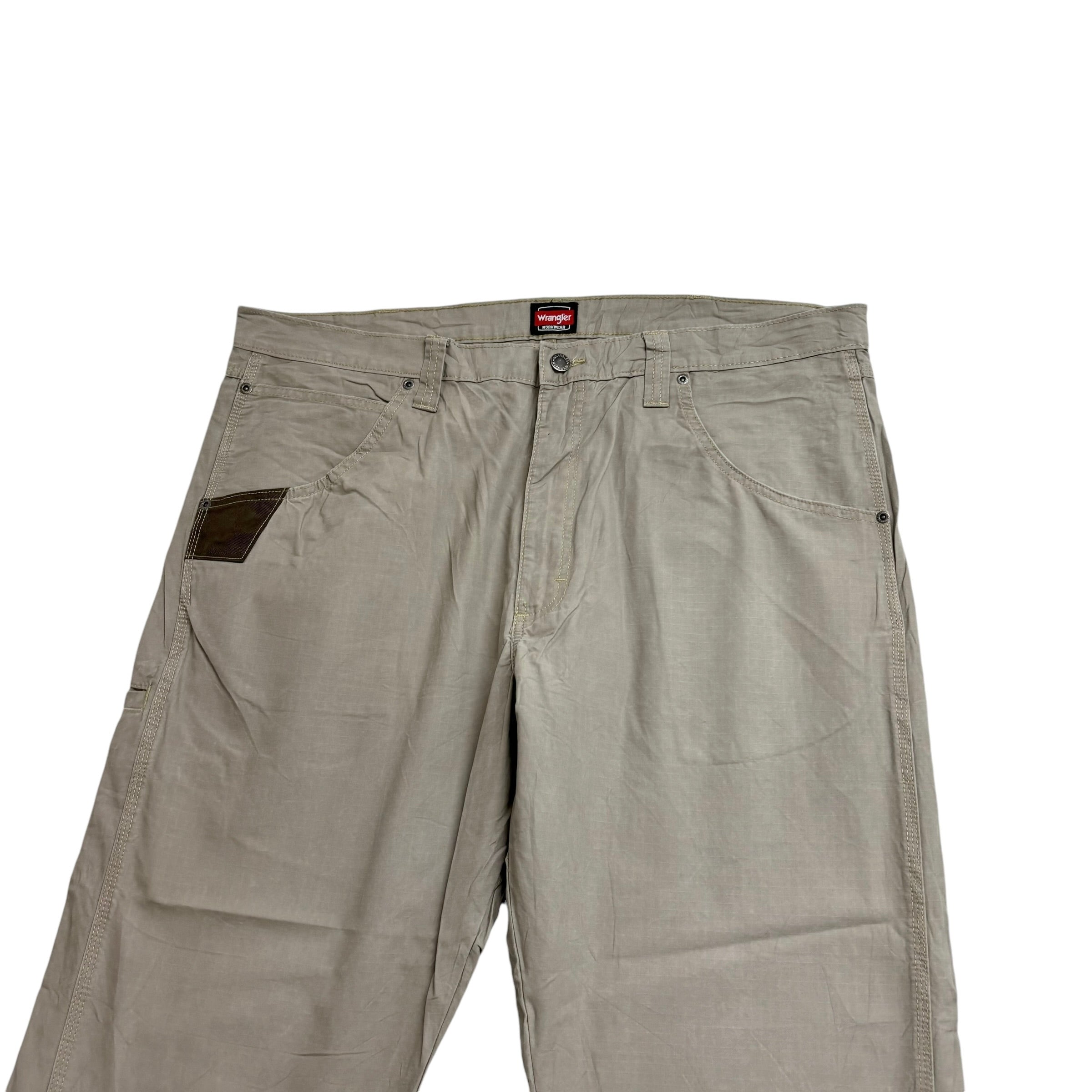 Wrangler Carpenter Trousers W40 L30 Mens Beige Relaxed Straight Fit Pants