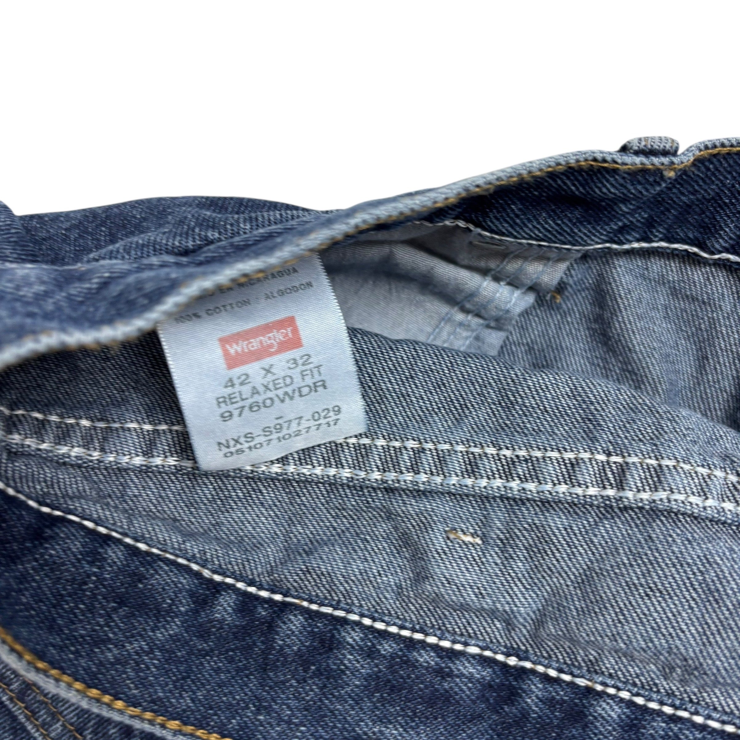 Wrangler Jeans W42 L32 Mens Mid Blue Relaxed Straight Fit Baggy Denim (E)