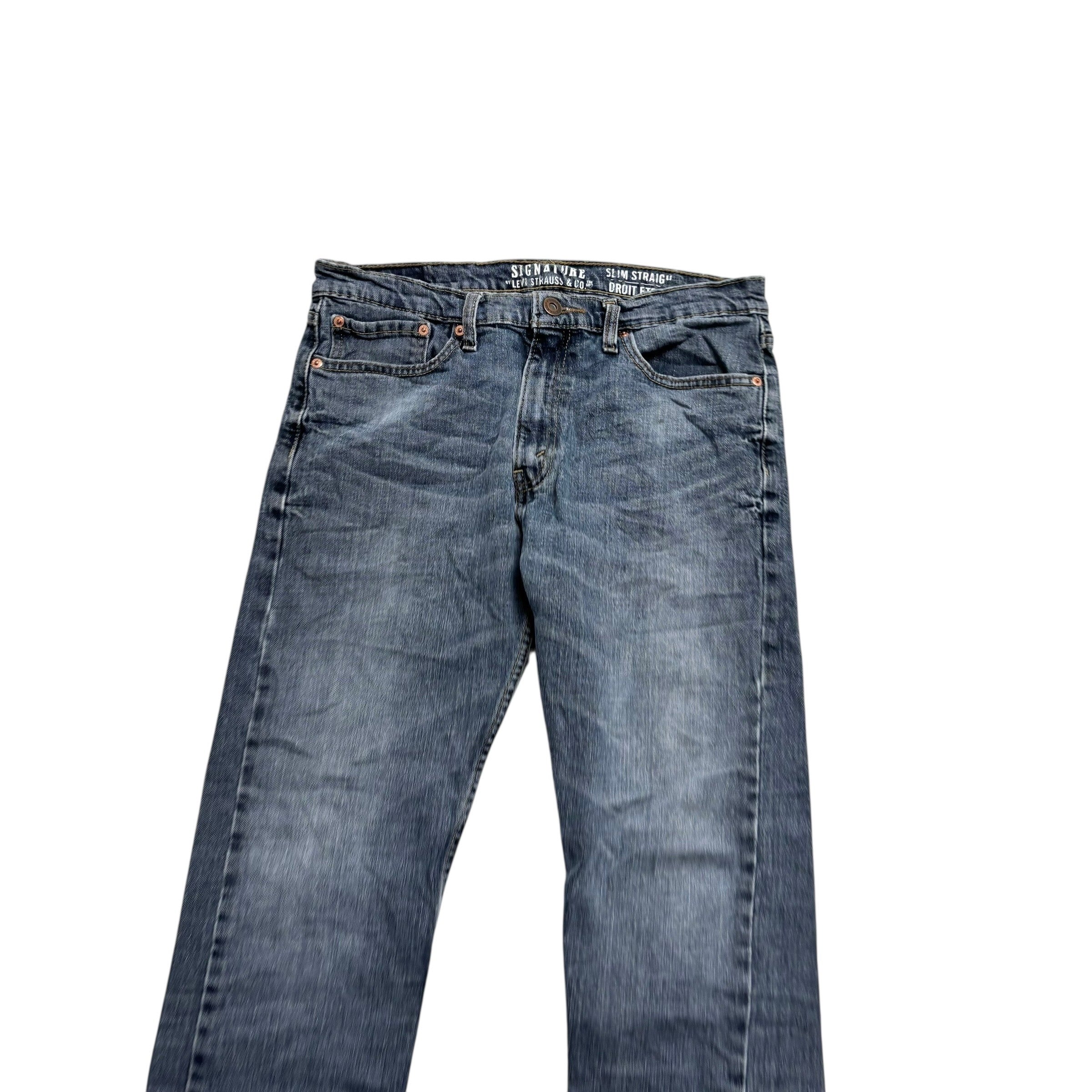 Levis Signature Jeans W34 L29 Mens Blue Slim Straight Fit Stretch Denim