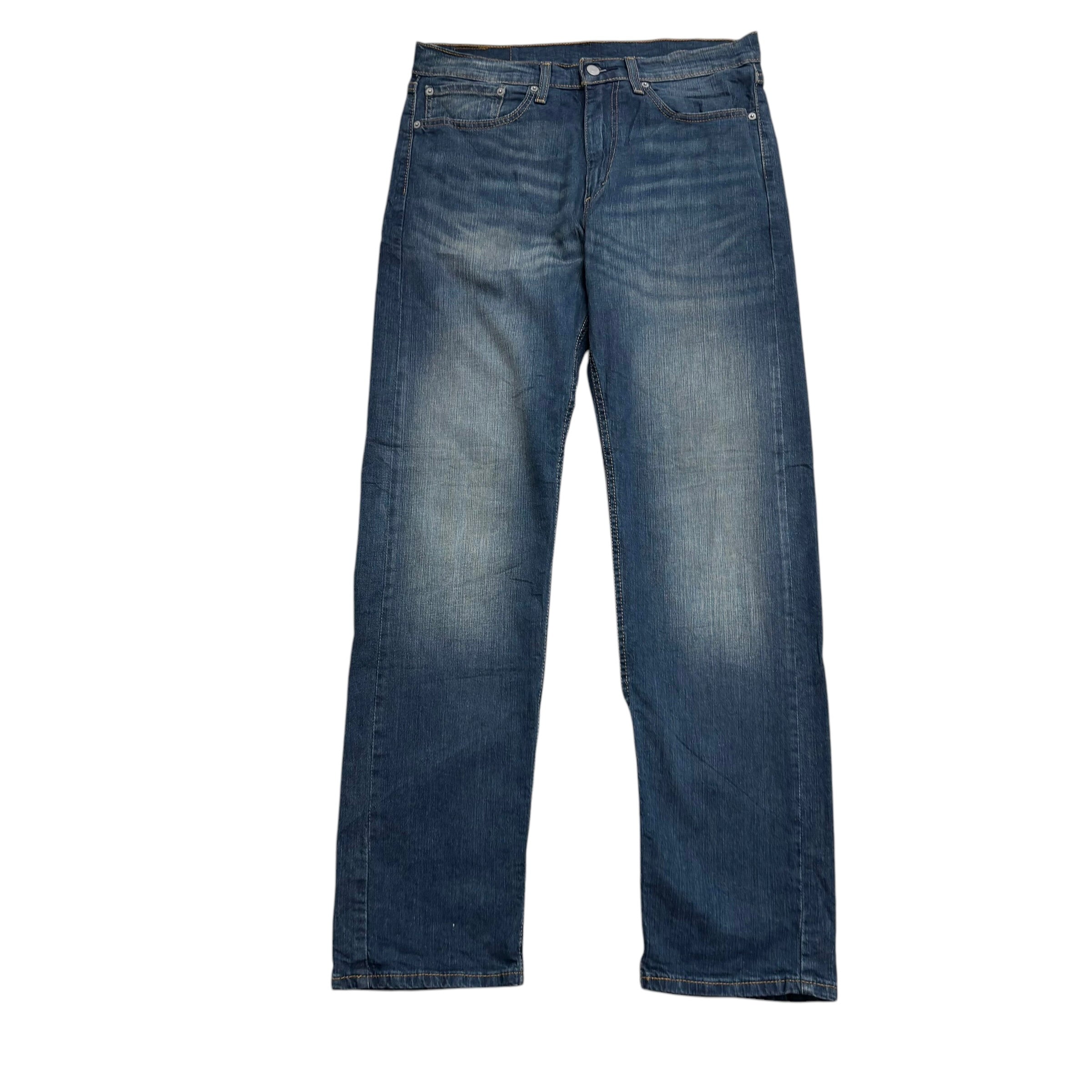 Levis 505 Jeans W34 L34 Mens Dark Blue Regular Straight Fit Stretch Denim (E)