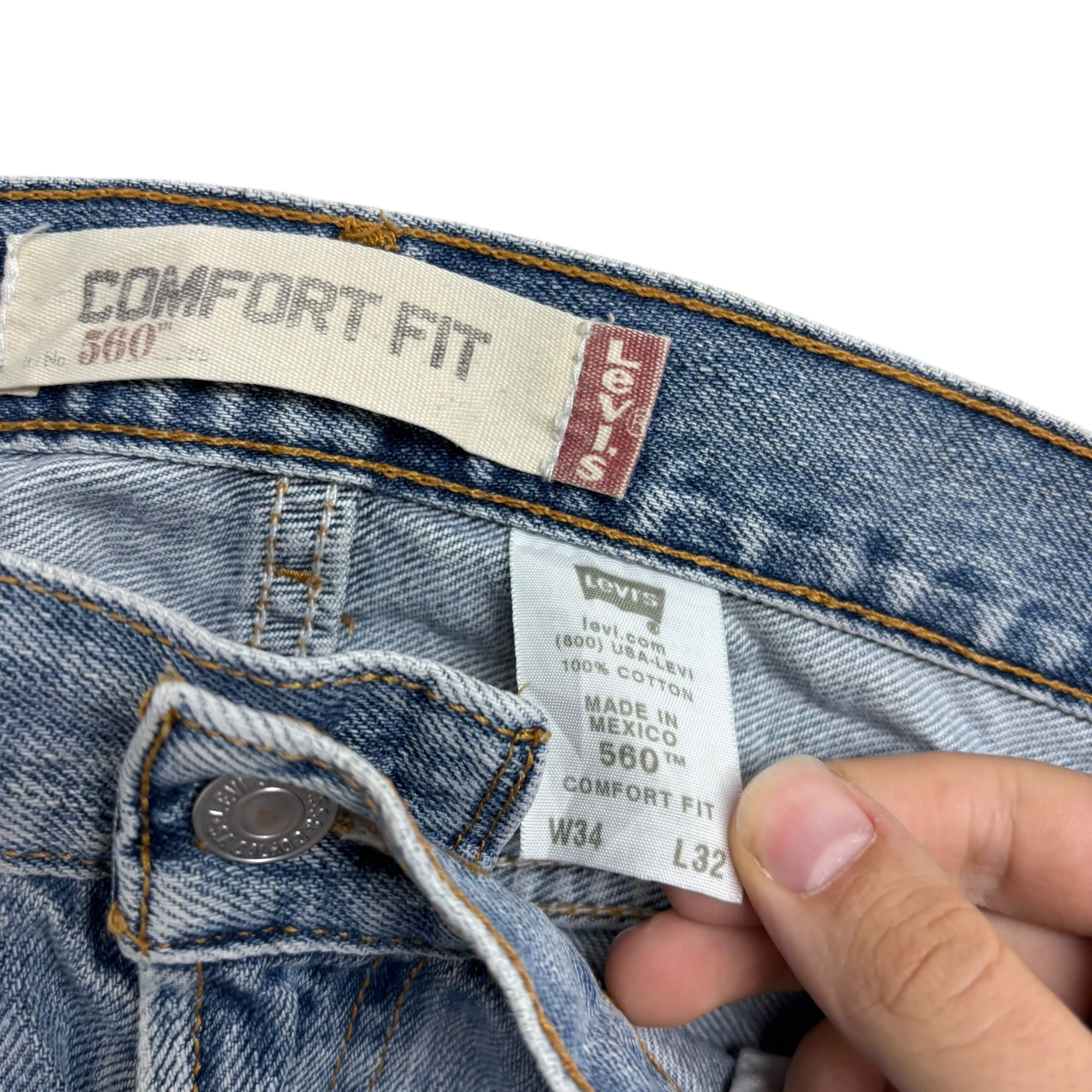 Levis 560 Jeans W34 L32 Mens Light Blue Baggy Relaxed Comfort Fit Vintage Denim