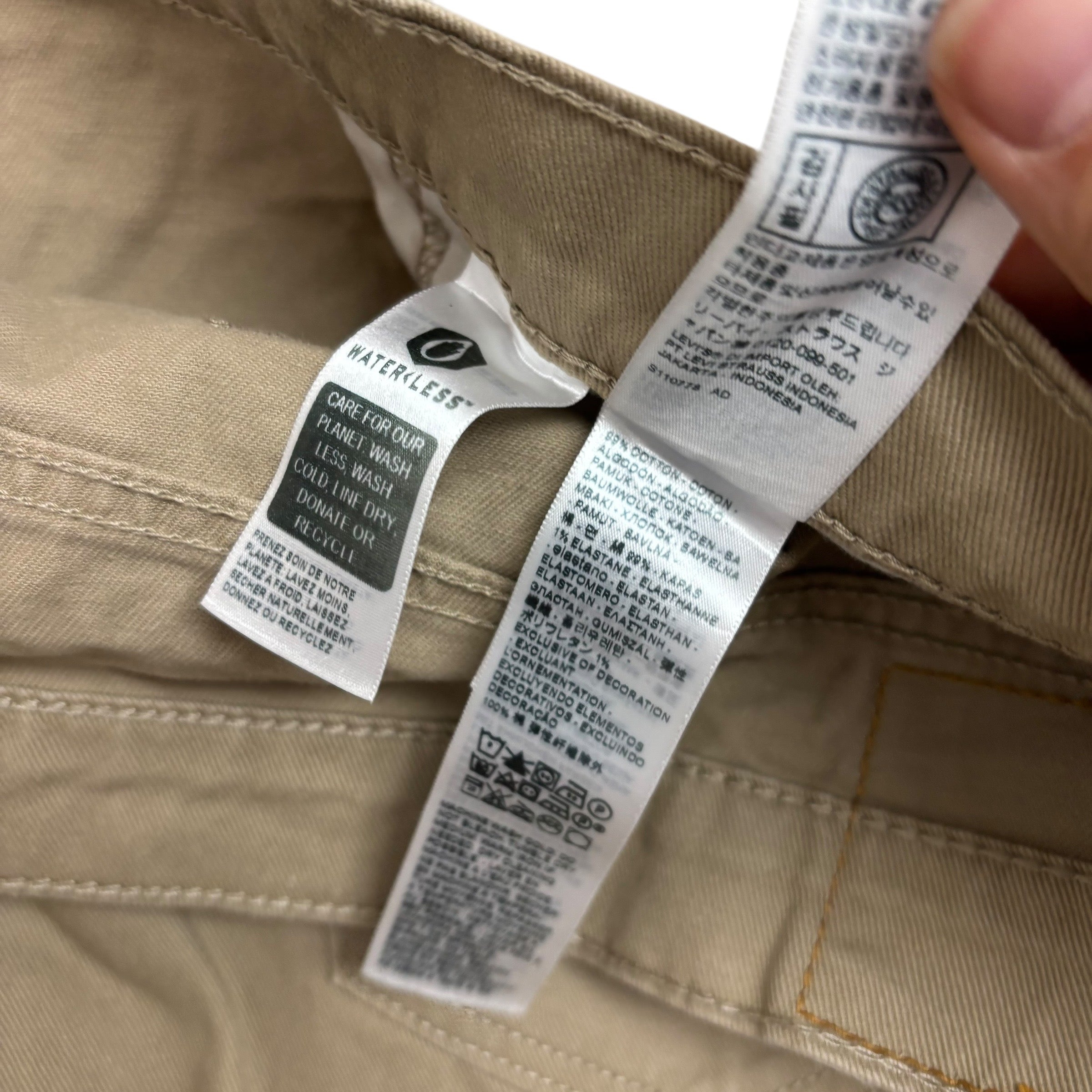 Levis 502 Jeans W48 L34 Mens Beige Regular Tapered Fit Stretch Denim