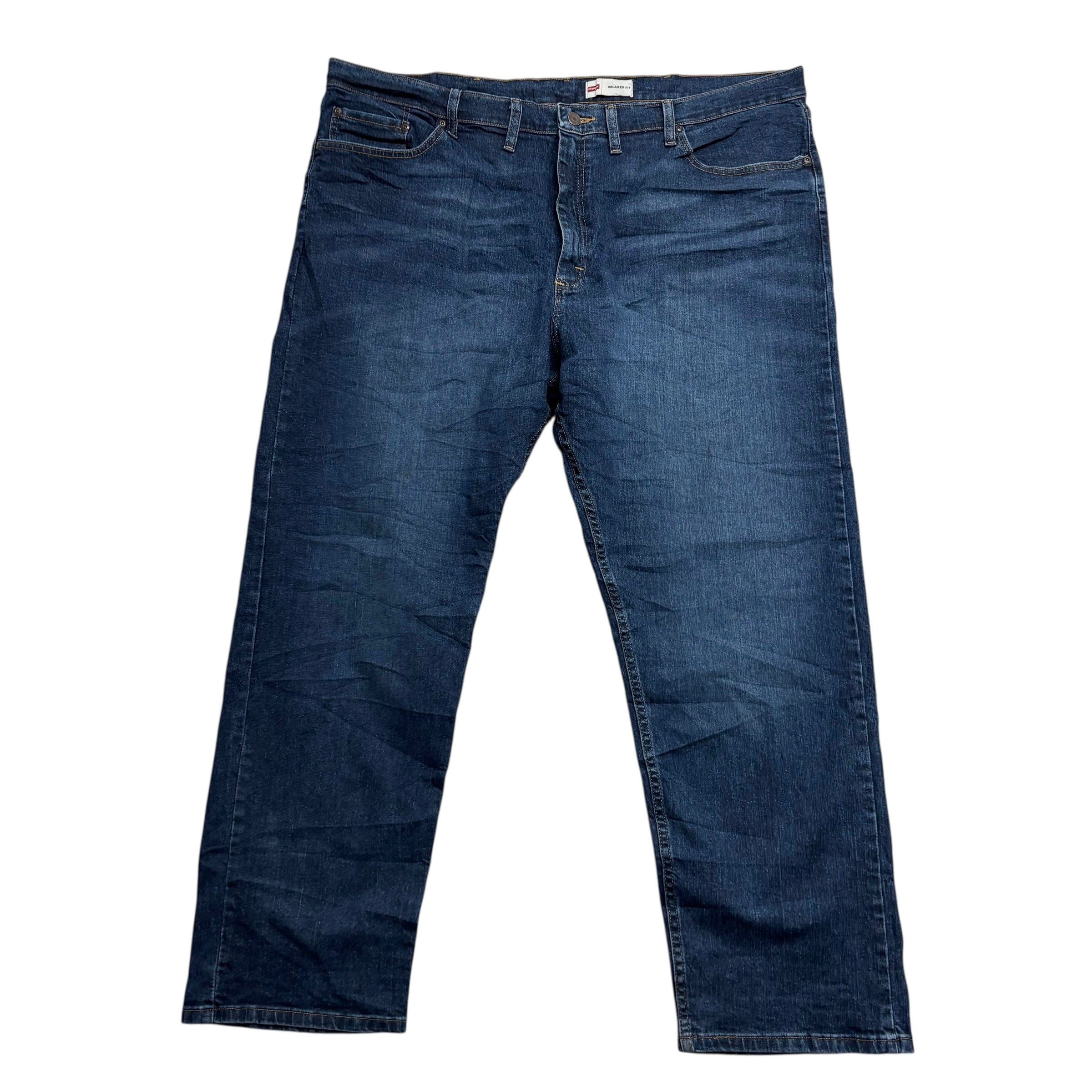 Wrangler Jeans W44 L30 Mens Dark Blue Relaxed Straight Fit Stretch Denim (E)