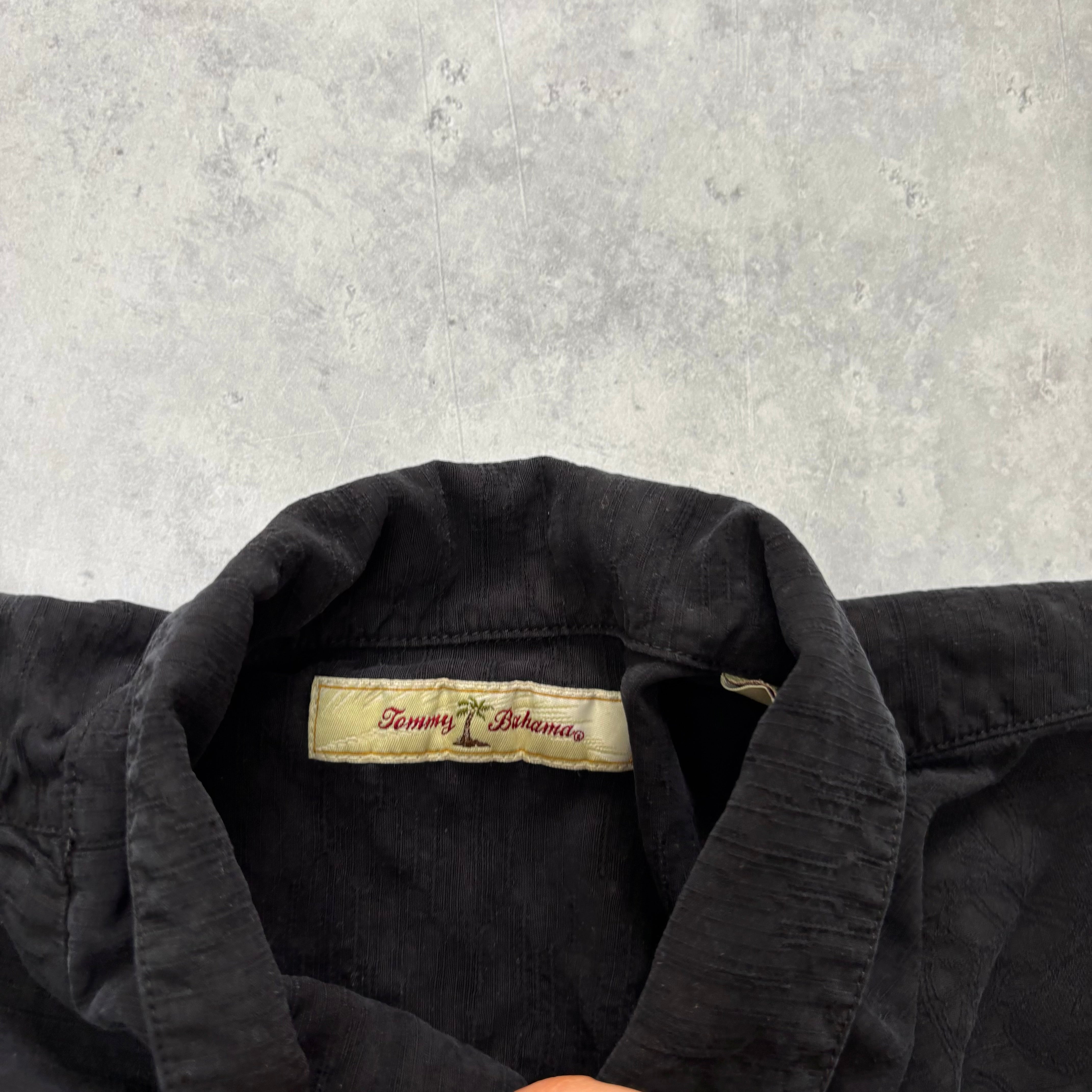 Vintage Hawaiian Shirt Mens 3XL Black Floral Aloha Tommy Bahama Silk (E)